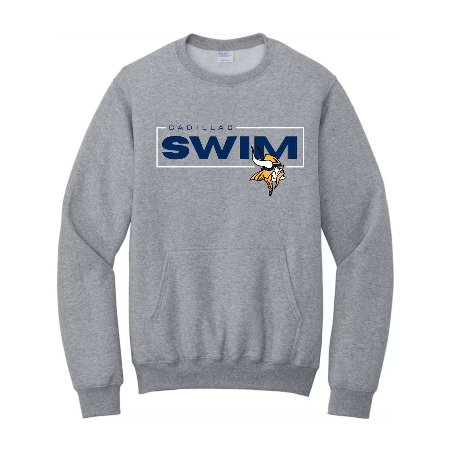 Cadillac Vikings Swim ADULT Crewneck Sweatshirt w/ Front Pocket