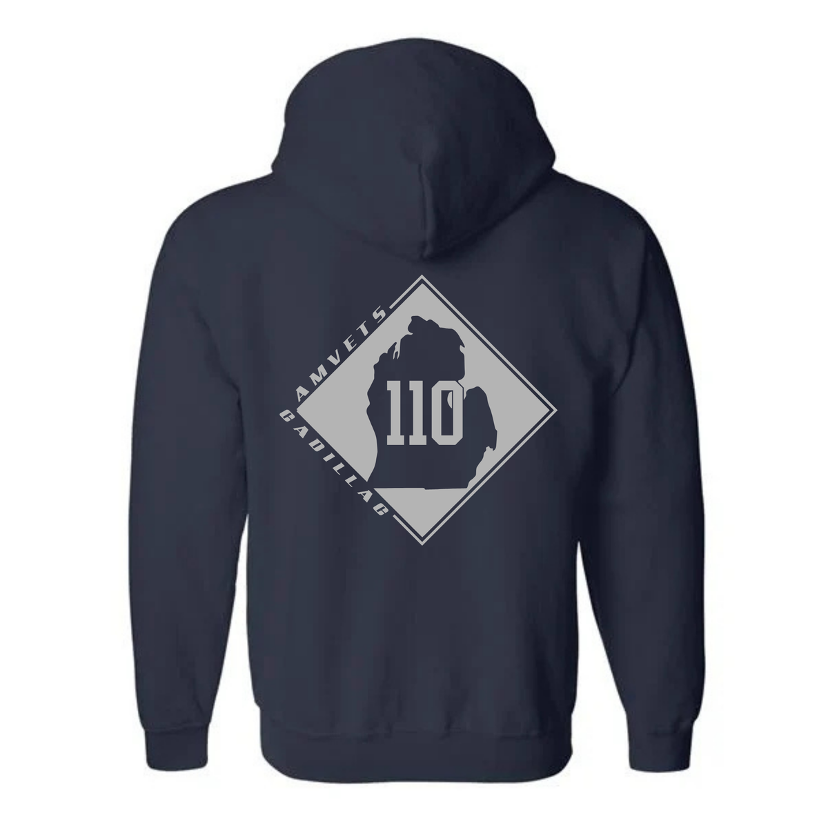 AMVETS Post #110 Full Zip-Up Hoodie (G186) - NAVY