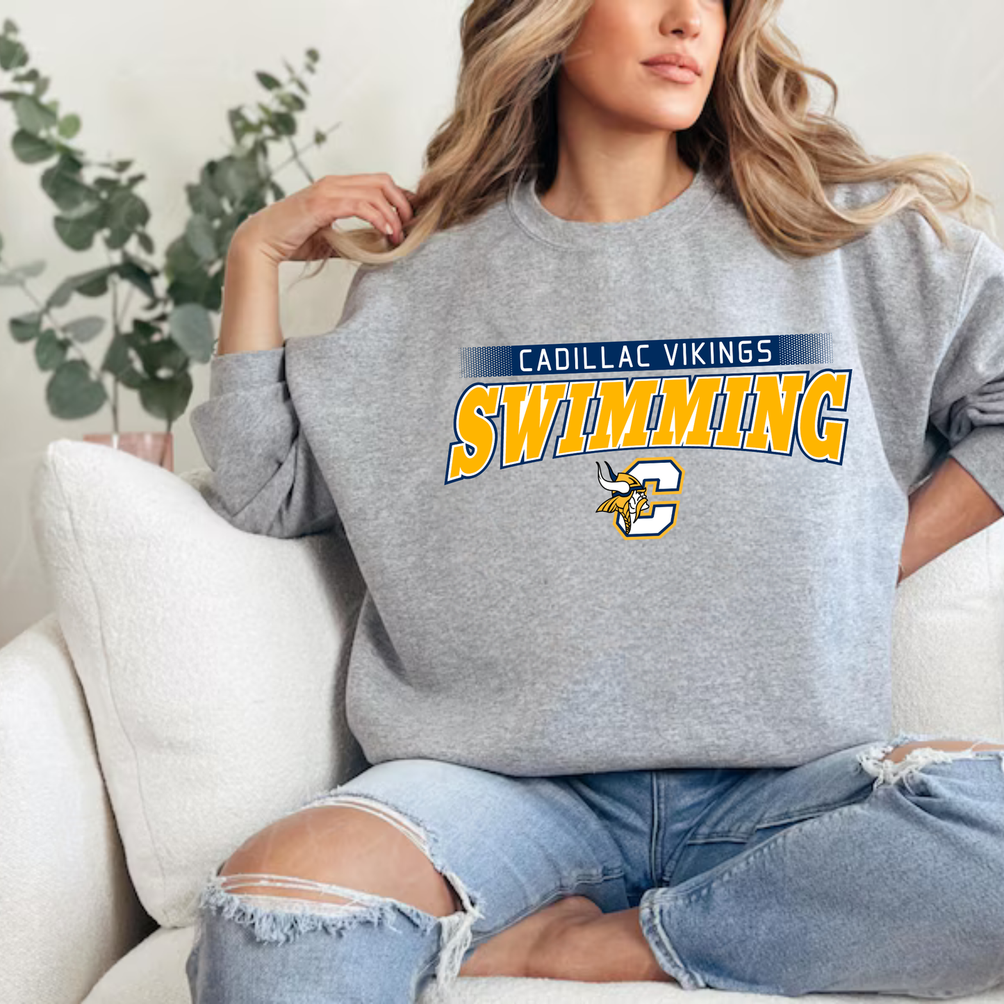 Cadillac Vikings Swim UNISEX Crewneck Sweatshirt