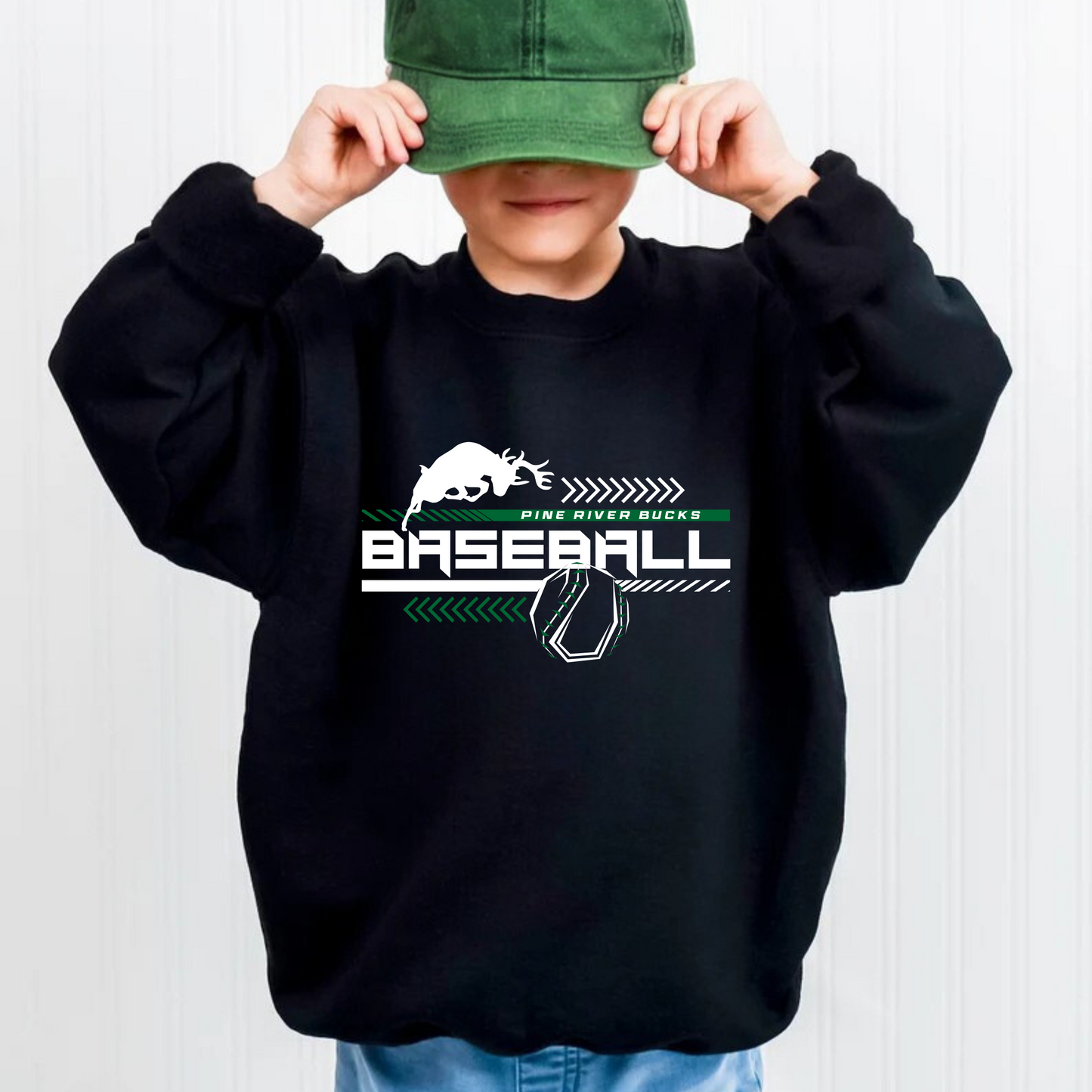 Pine River Bucks Unisex Baseball YOUTH Crewneck Sweatshirt