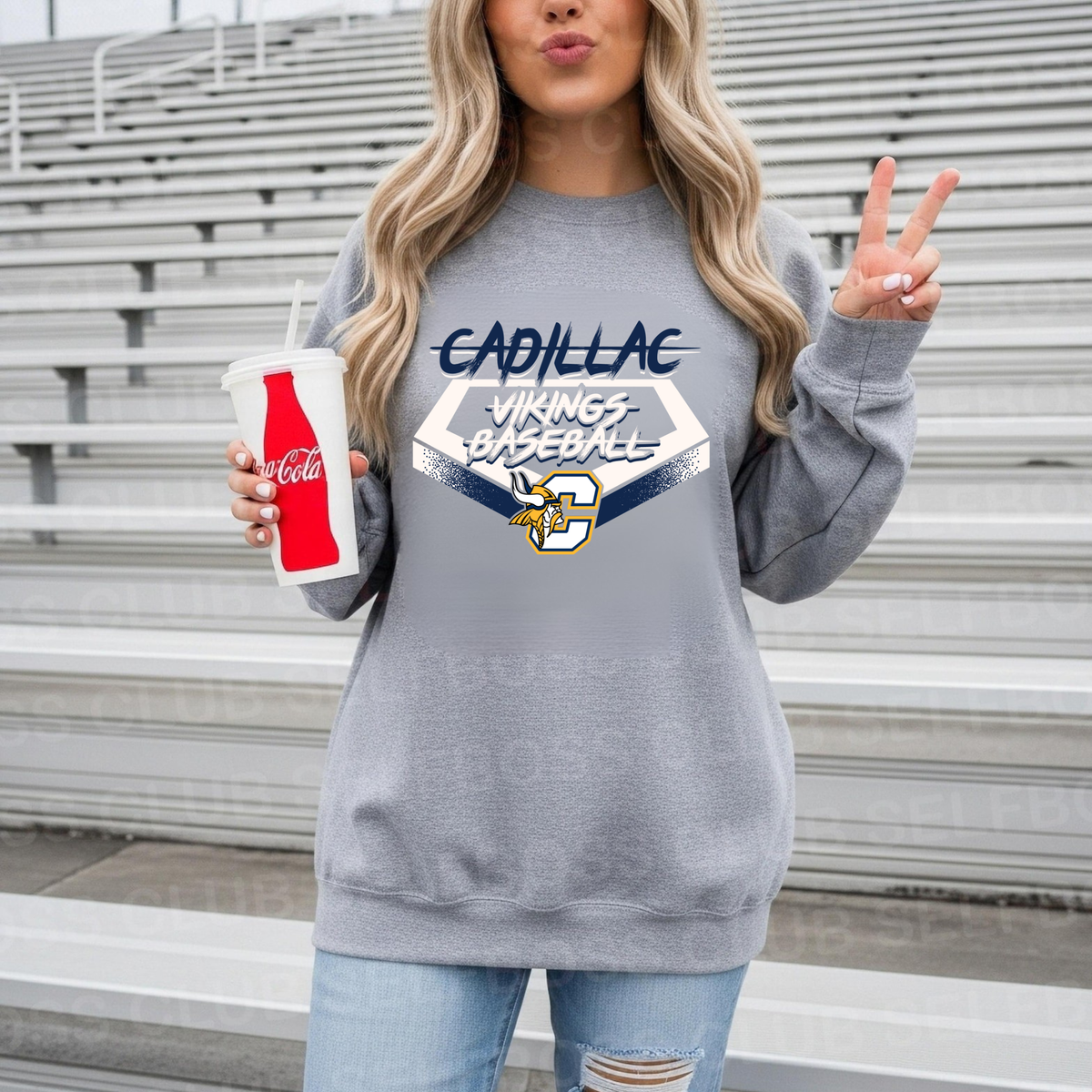 Cadillac Vikings Baseball ADULT Crewneck Sweatshirt
