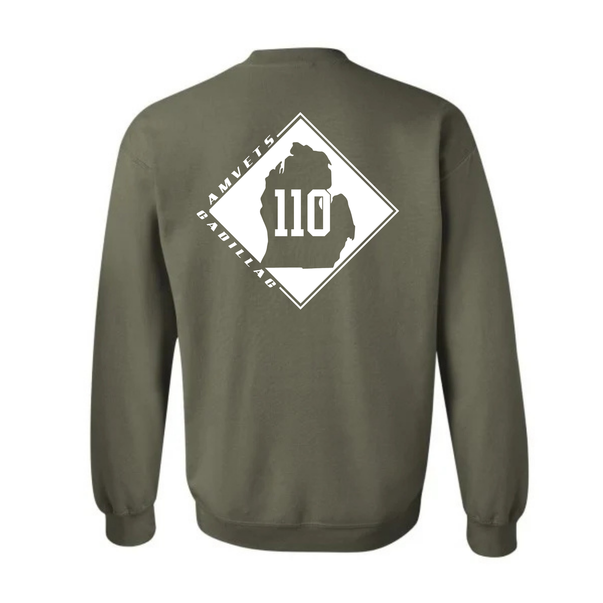 AMVETS Post #110 Crewneck Sweatshirt (G180) - MILITARY GREEN