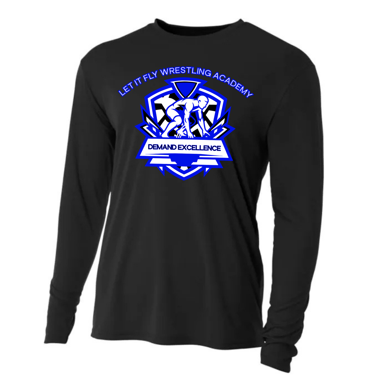 LET IT FLY Wrestling Academy DRI-FIT Cooling Performance Long-Sleeve T-Shirt - BLACK