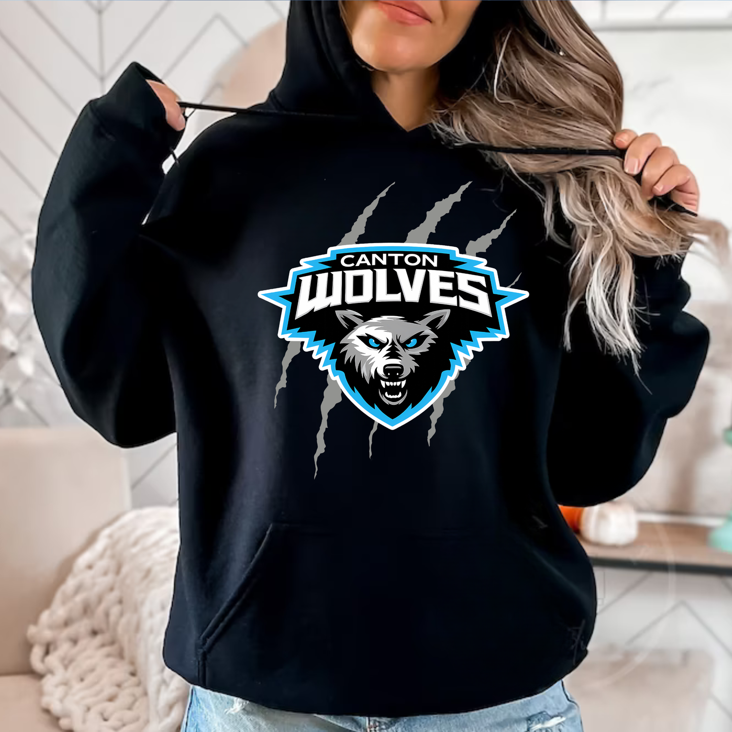 Canton Wolves Hockey UNISEX Hoodie - BLACK