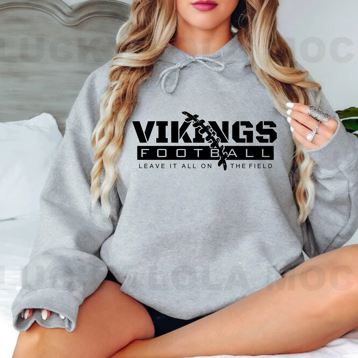 Reverse BLACKOUT Cadillac Vikings Football ADULT Hoodie
