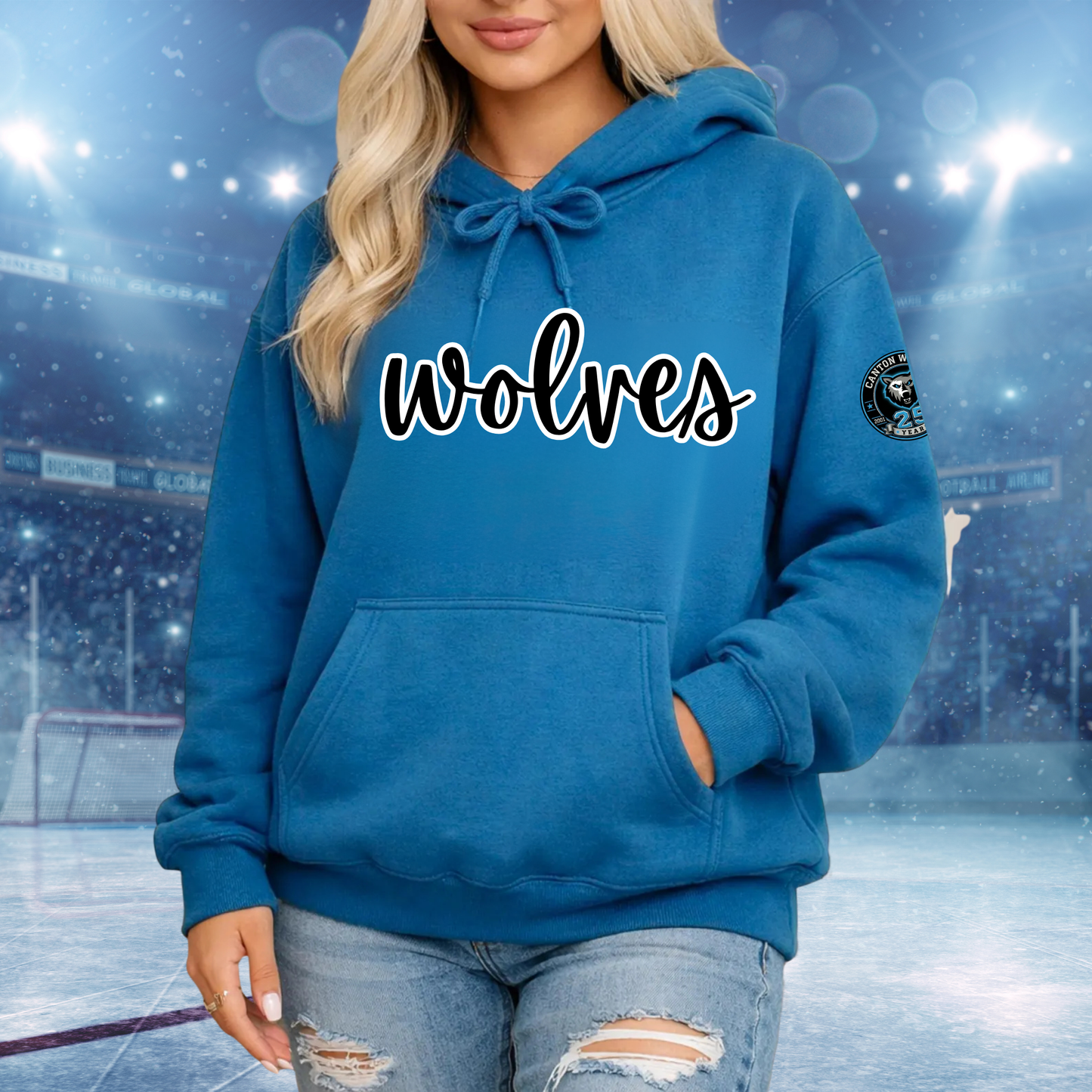 Canton Wolves Hockey UNISEX Hoodie - HEATHERED BLUE