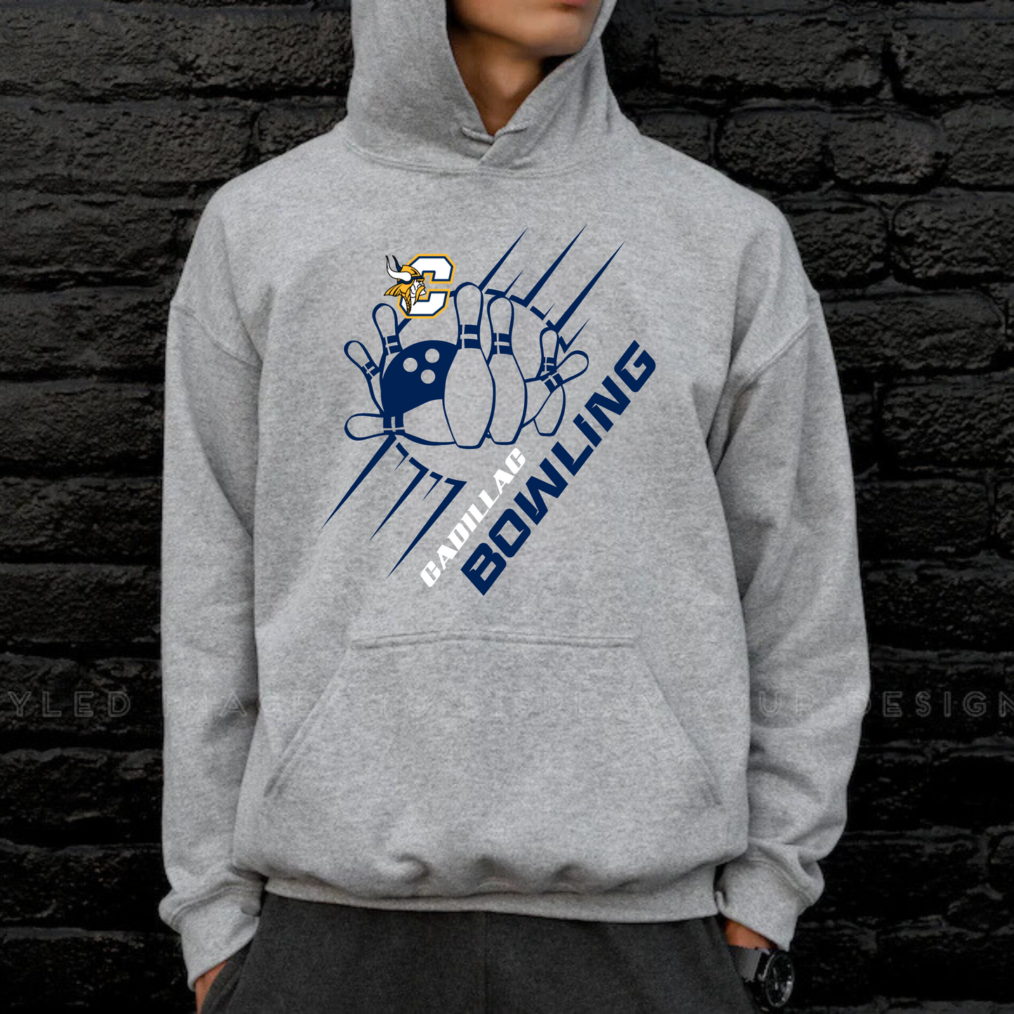 Cadillac Vikings Bowling ADULT Hoodie