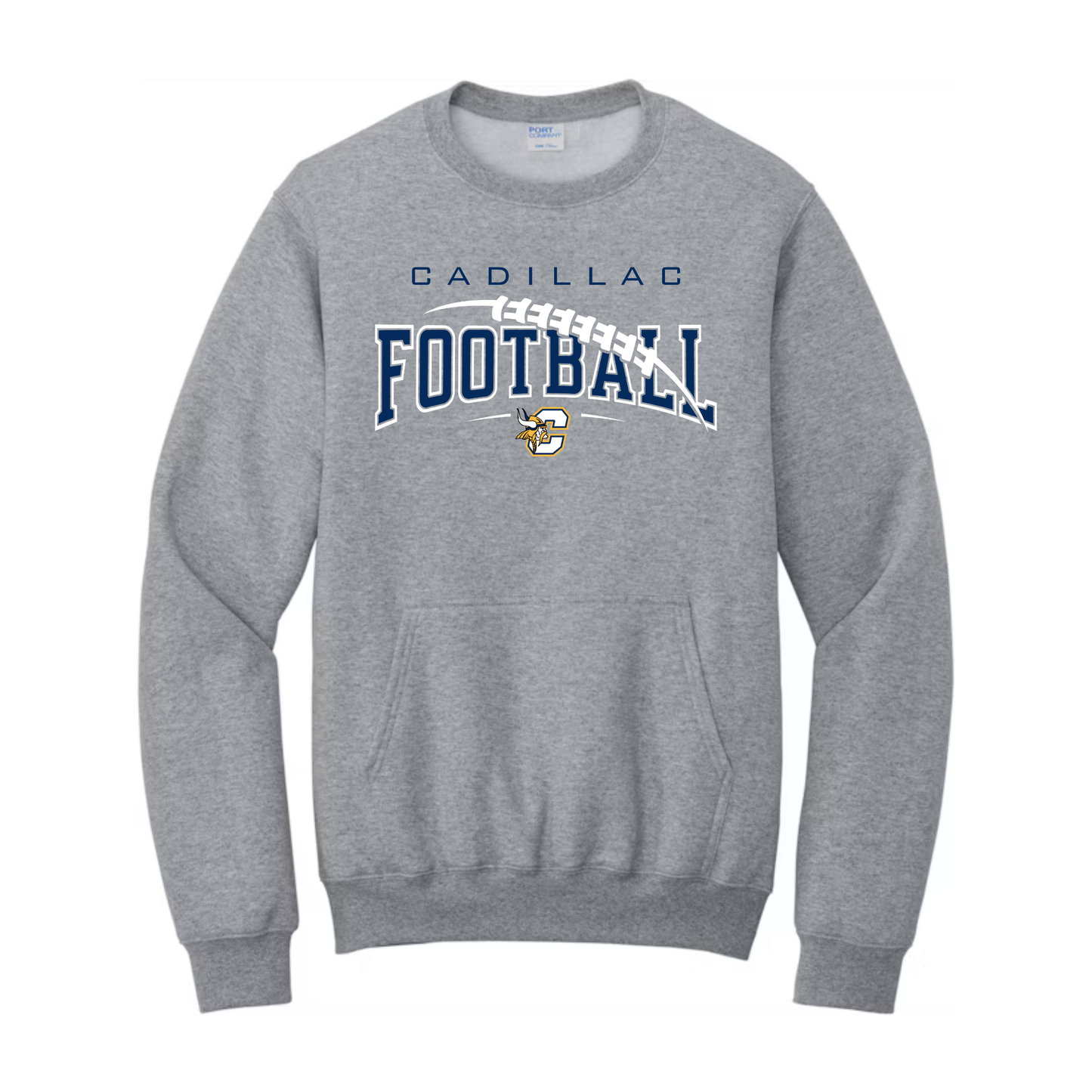 Cadillac Vikings Football ADULT Crewneck Sweatshirt w/ Front Pocket