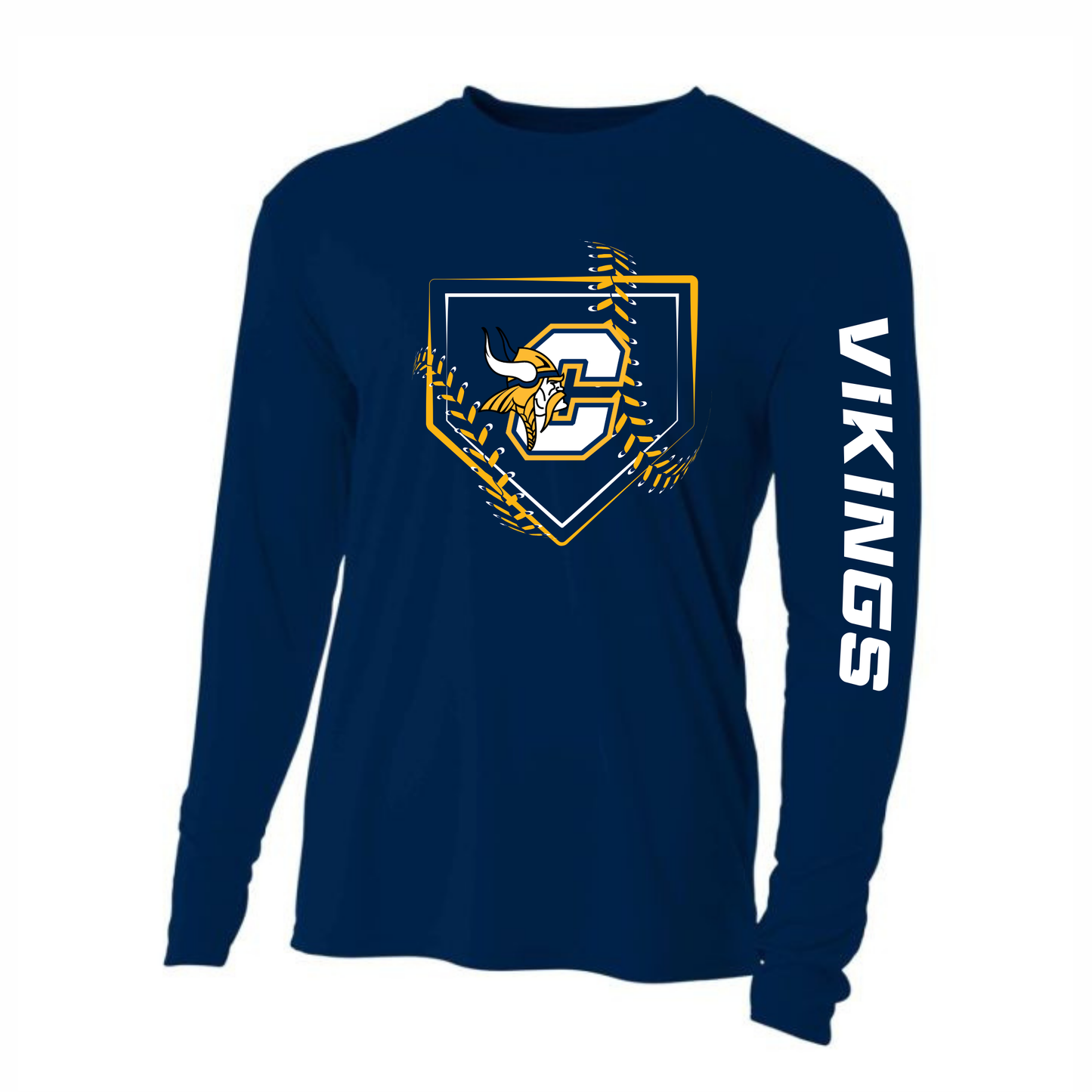 Long-Sleeve DRI-FIT Cadillac Vikings Baseball ADULT T-Shirt (Cooling Performance T-Shirt)