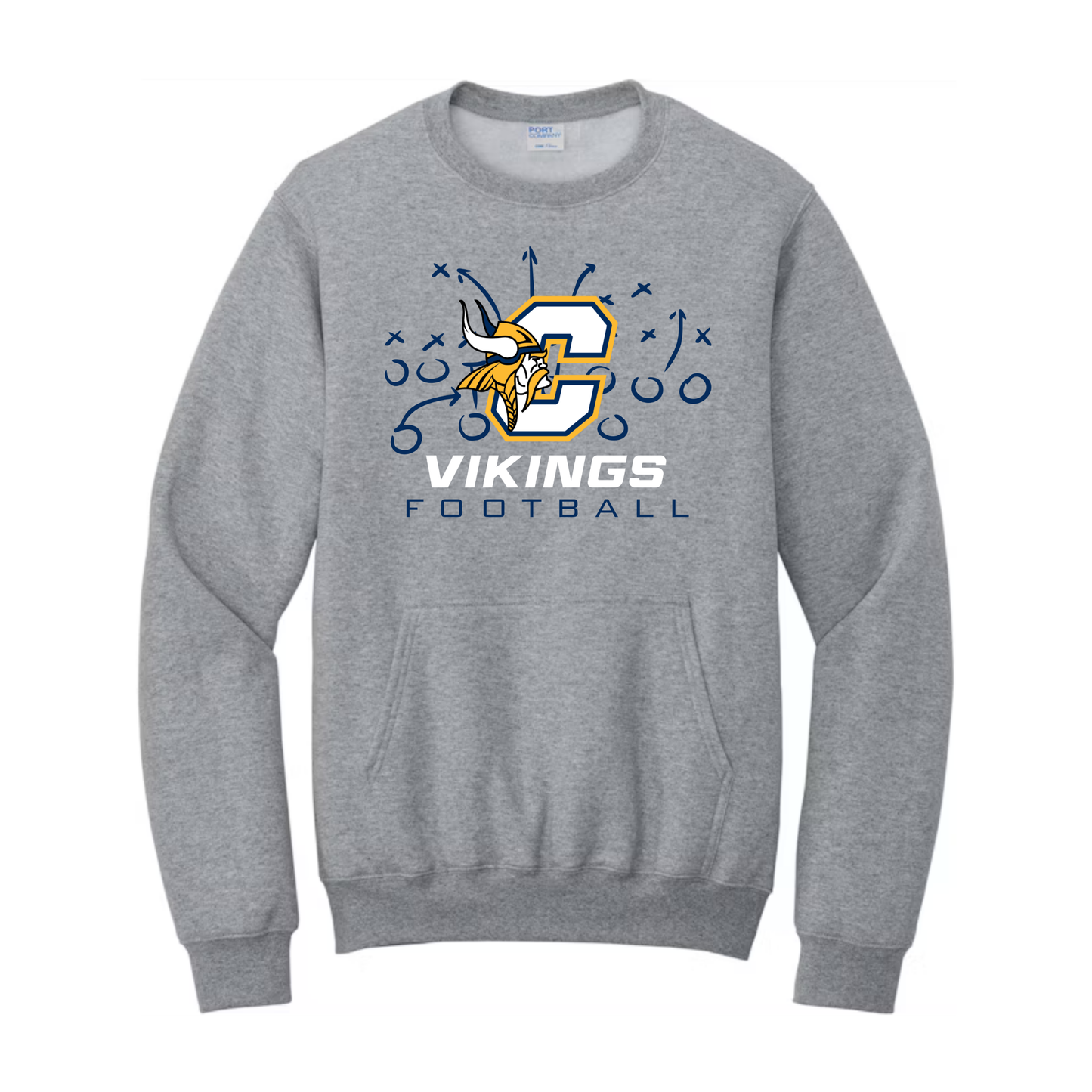 Cadillac Vikings Football ADULT Crewneck Sweatshirt w/ Front Pocket