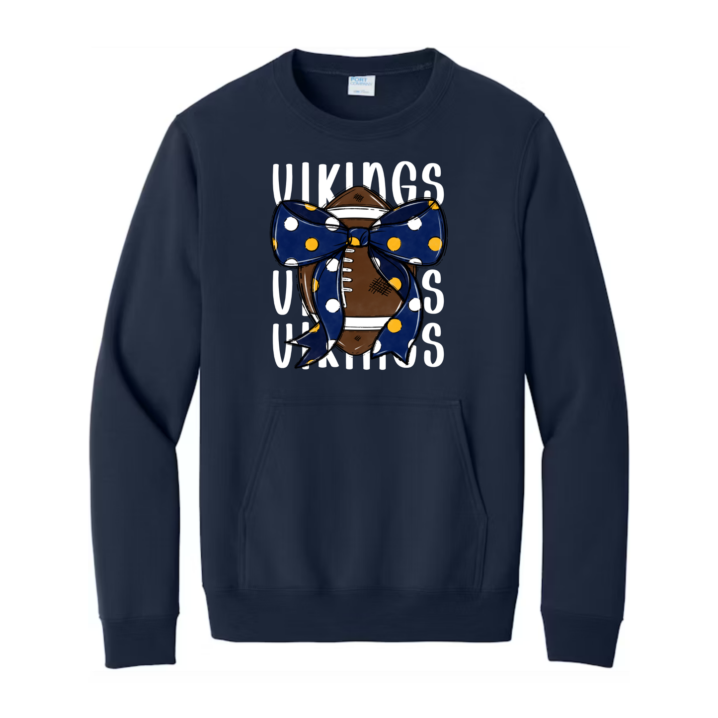 Cadillac Vikings Football ADULT Crewneck Sweatshirt w/ Front Pocket
