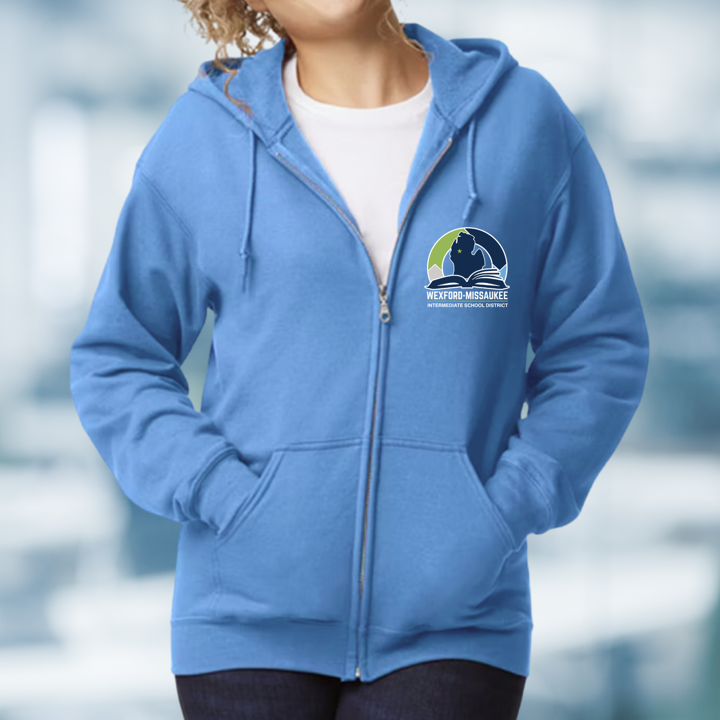Wexford Missaukee ISD ADULT Unisex Full Zip Hoodie - CAROLINA BLUE