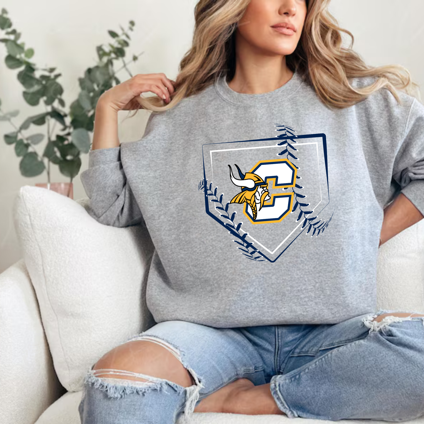 Cadillac Vikings Baseball ADULT Crewneck Sweatshirt