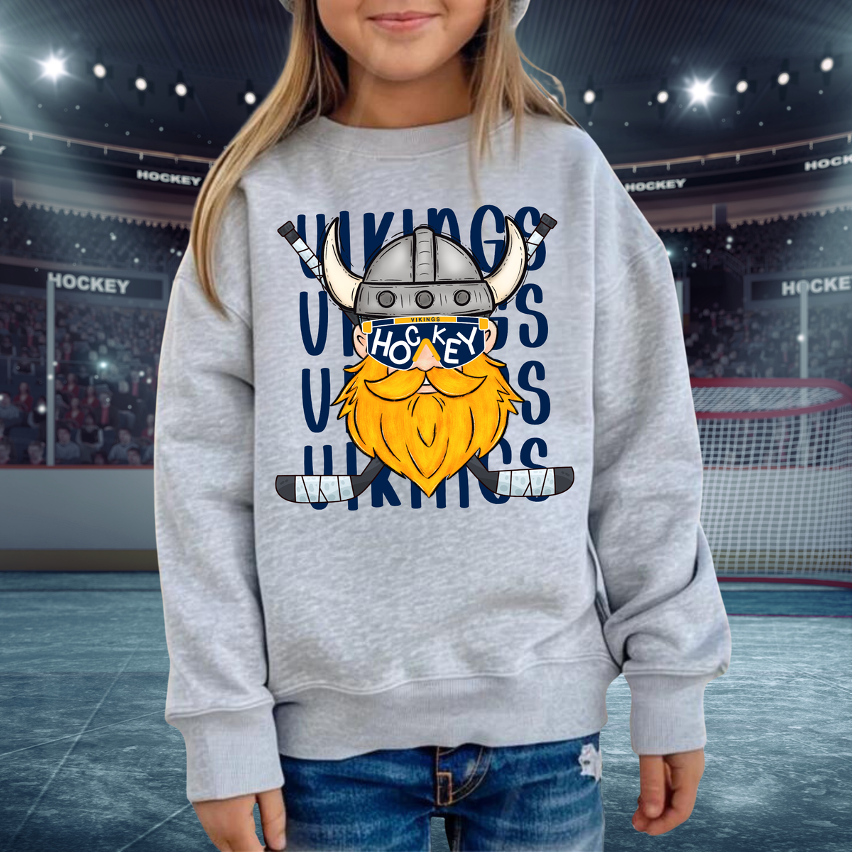 Cadillac Vikings Hockey YOUTH Crewneck Sweatshirt