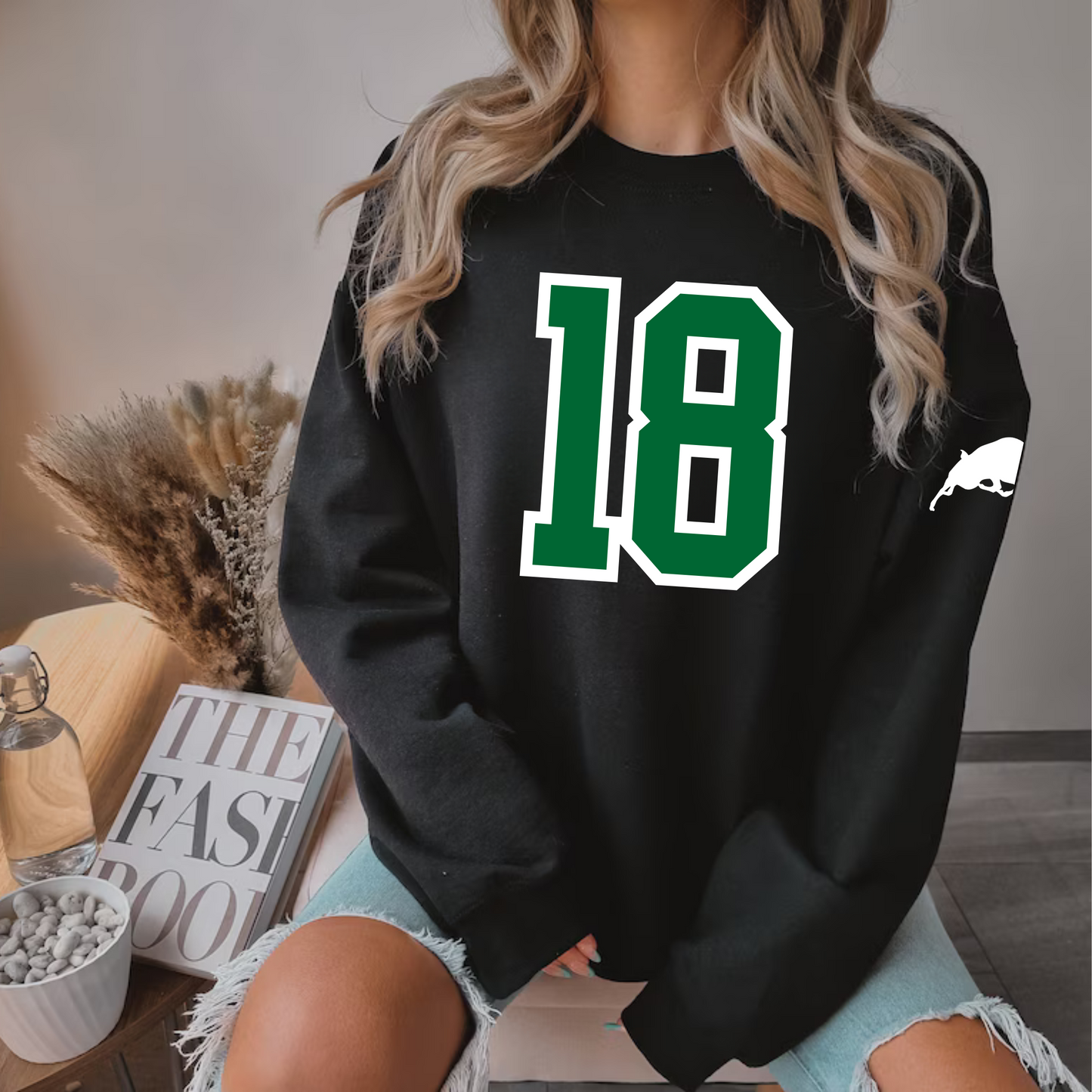 Pine River Bucks Varsity Number ADULT Crewneck Sweatshirt