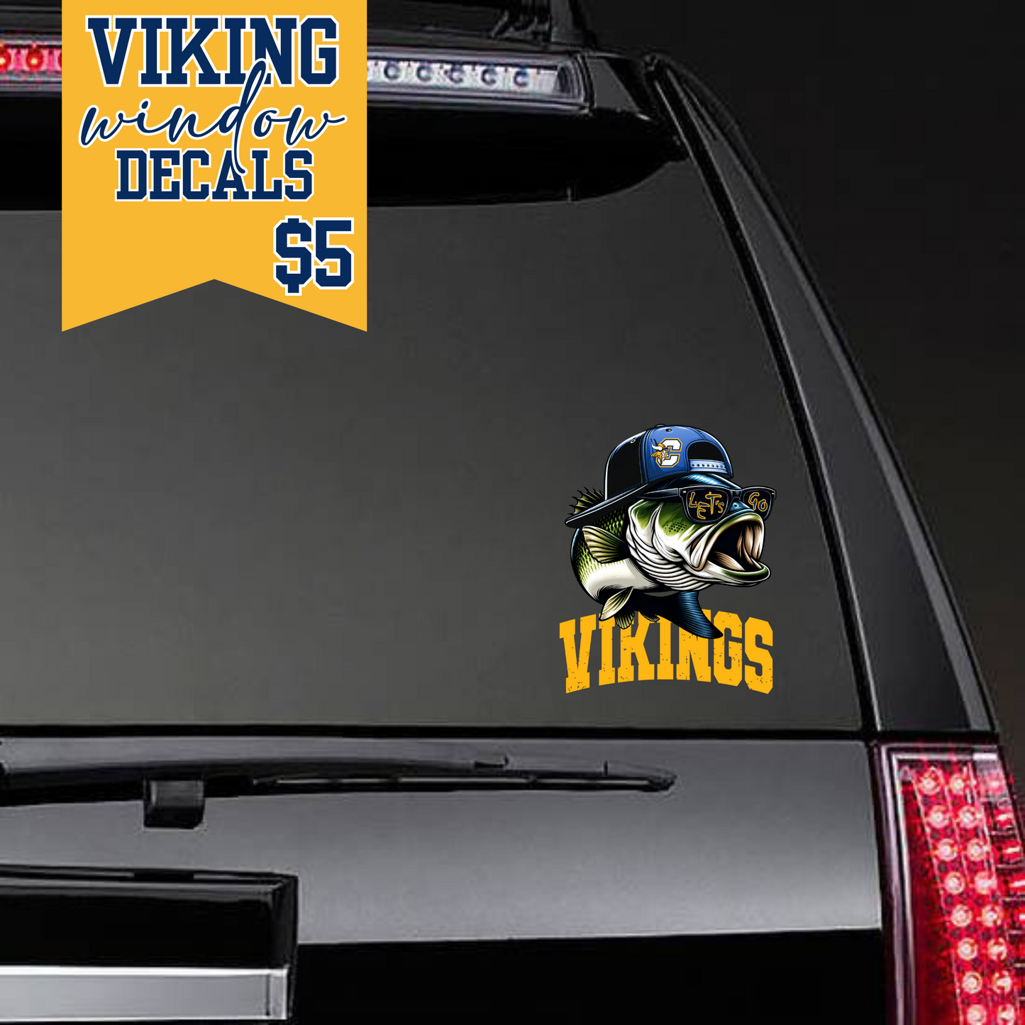 Let's Go Vikings Largemouth Bass Decal