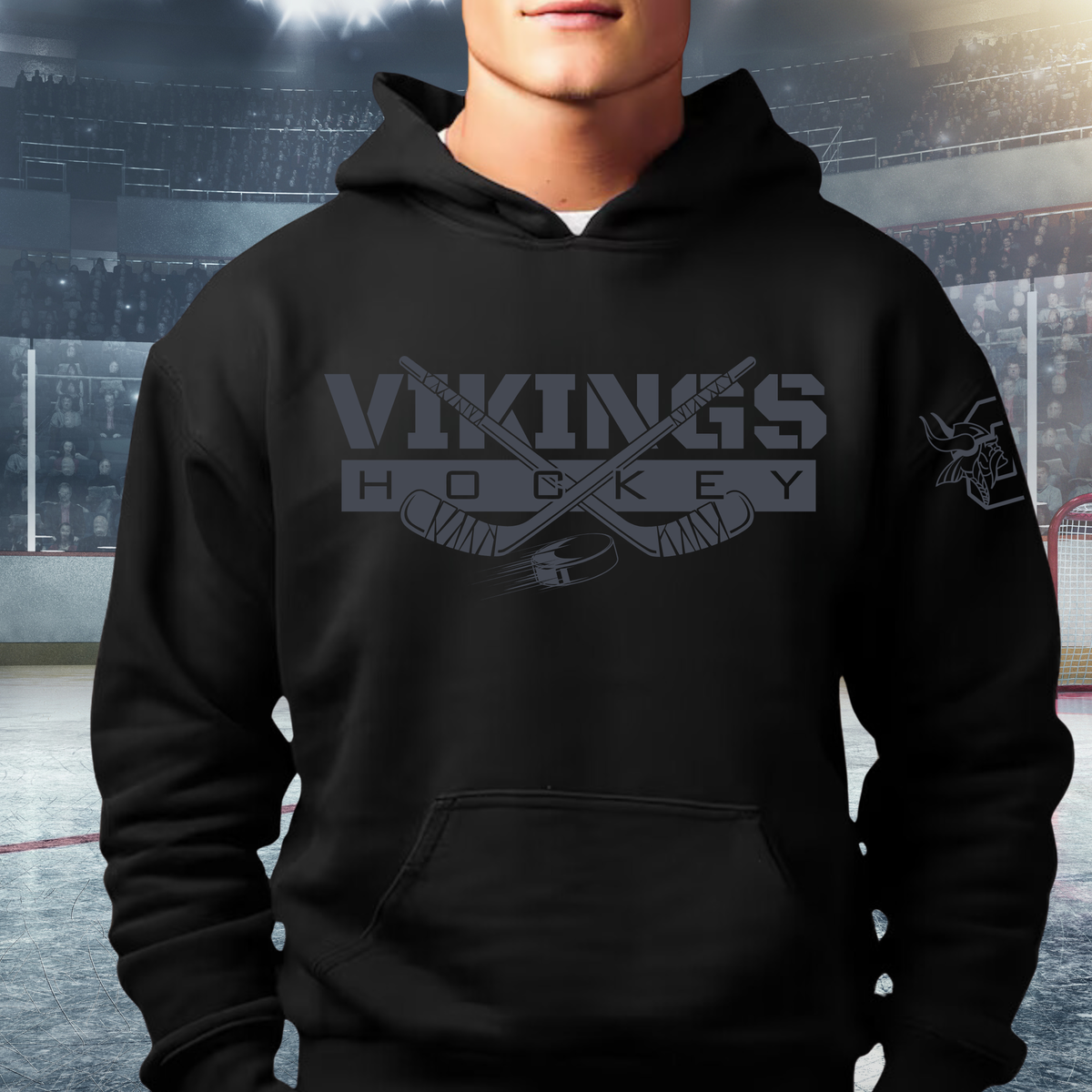 BLACKOUT Cadillac Vikings Hockey ADULT Hoodie