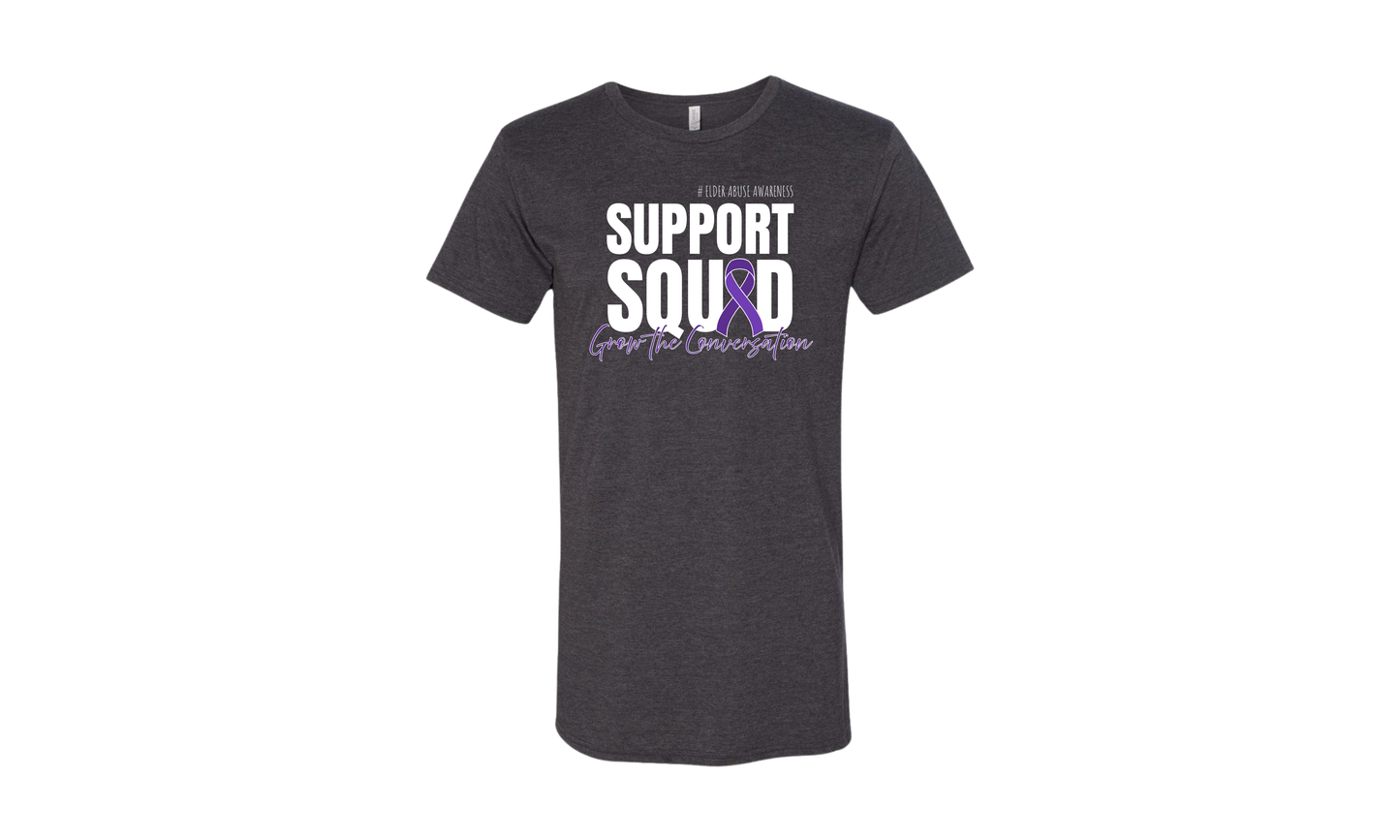 SUPPORT SQUAD - Elder Abuse Awareness T-Shirt (DARK HEATHER GREY)