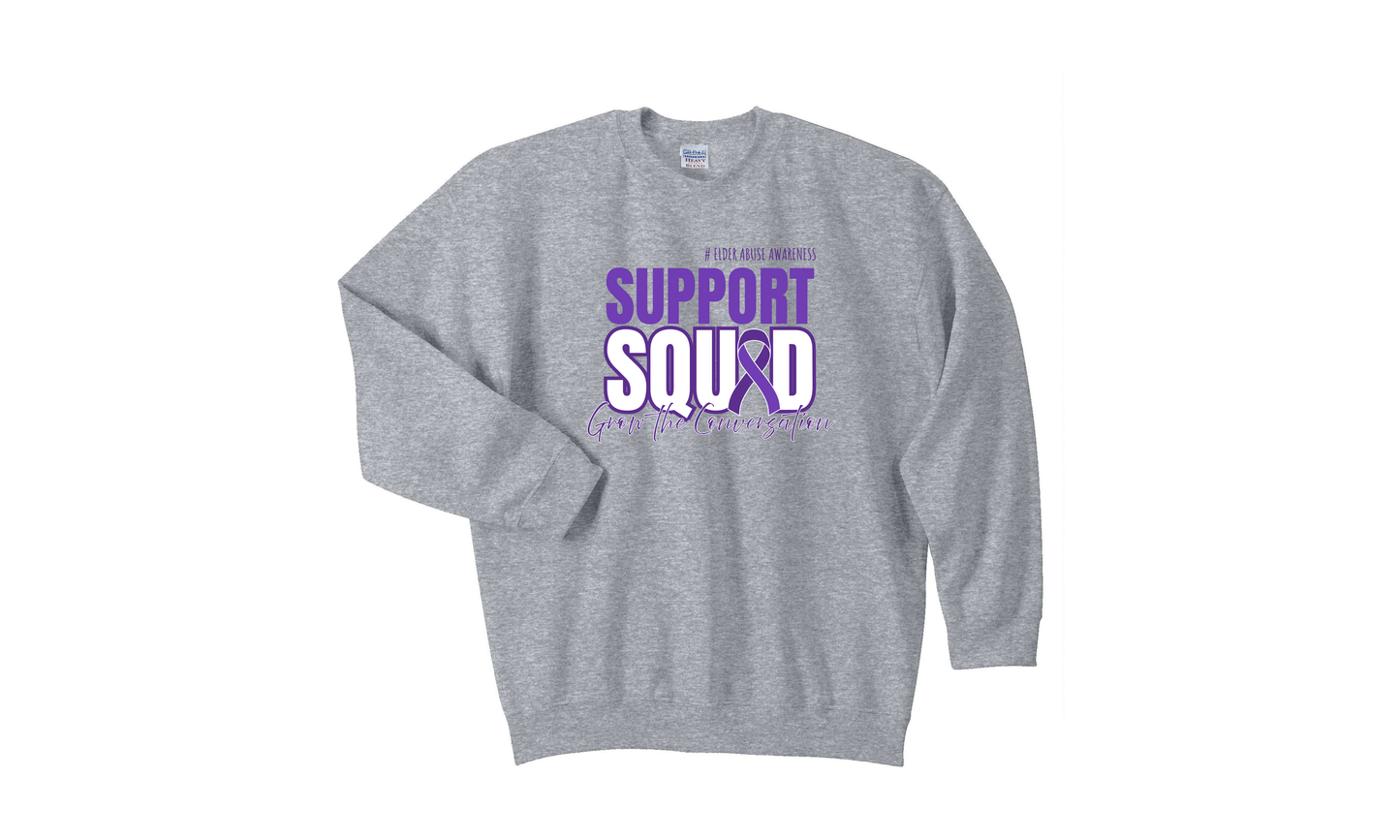 SUPPORT SQUAD - Elder Abuse Awareness CREWNECK Sweatshirt (SPORT GREY)