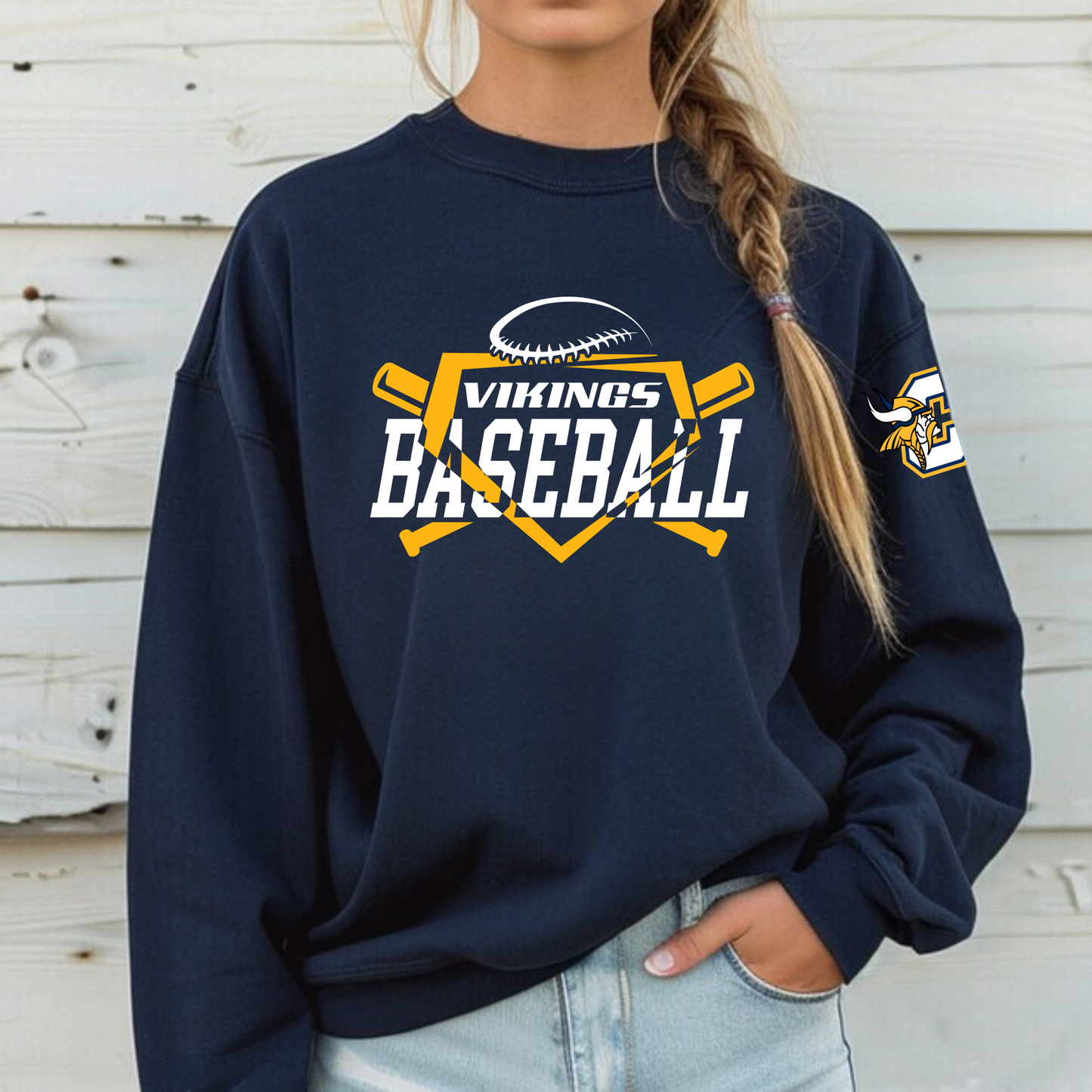 Cadillac Vikings Baseball ADULT Crewneck Sweatshirt