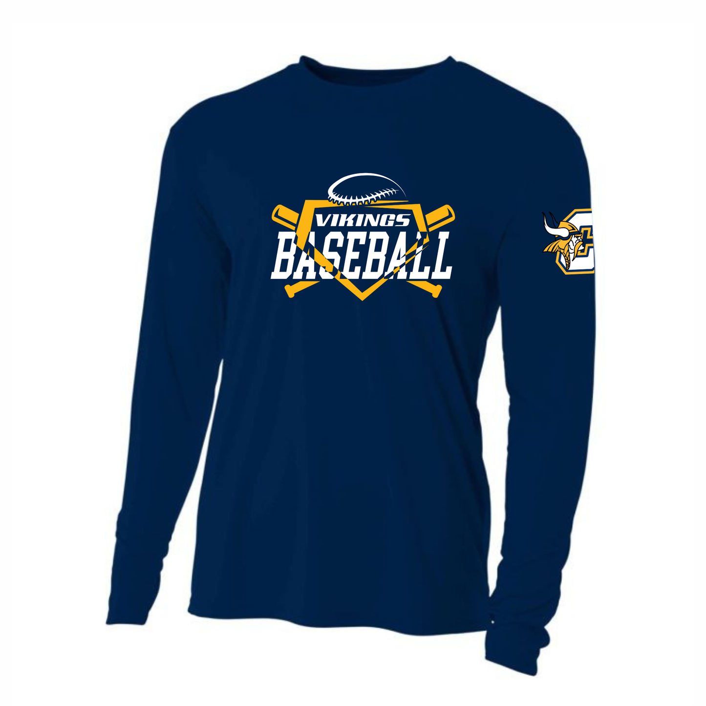 Long-Sleeve DRI-FIT Cadillac Vikings Baseball ADULT T-Shirt (Cooling Performance T-Shirt)