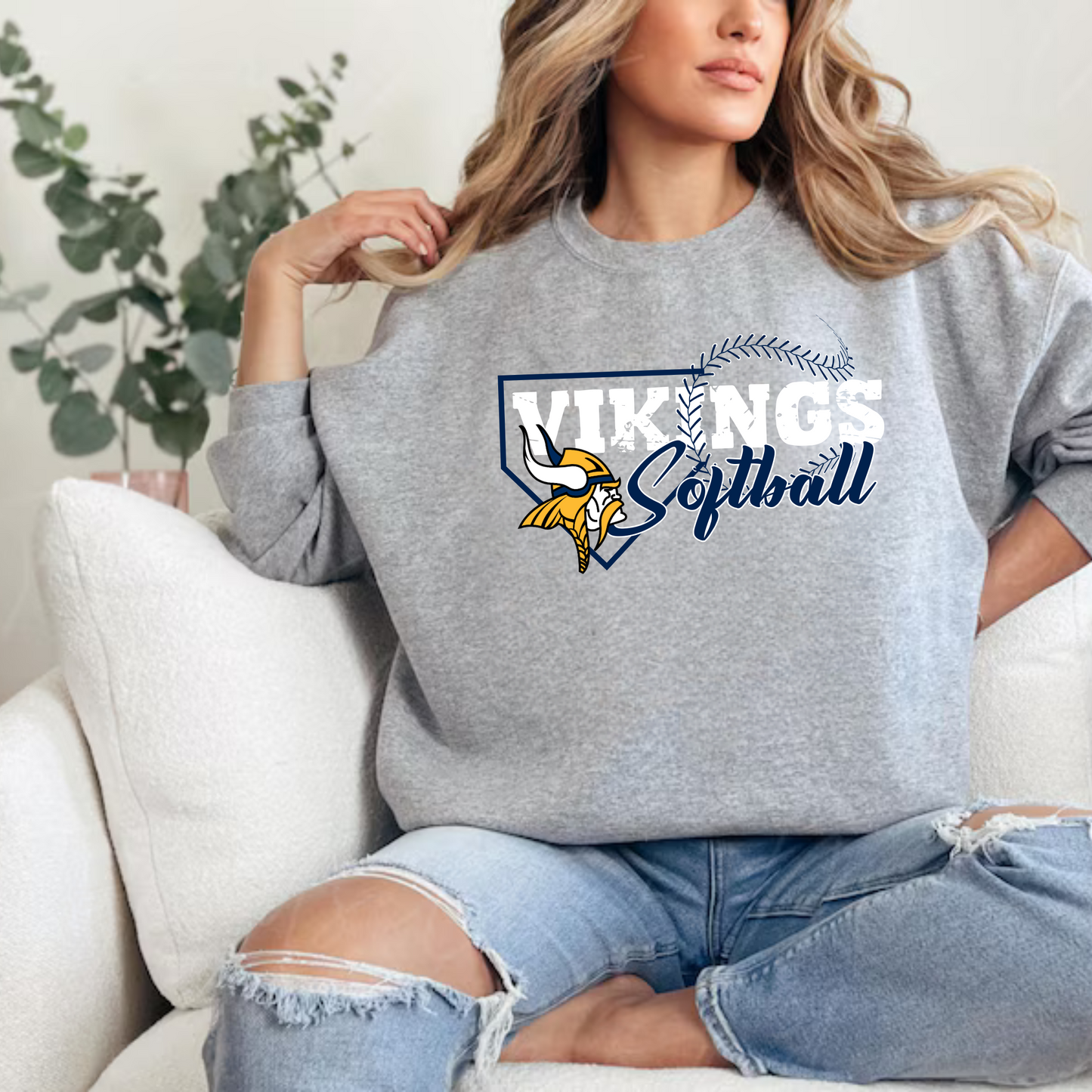 Cadillac Vikings Softball ADULT Crewneck Sweatshirt