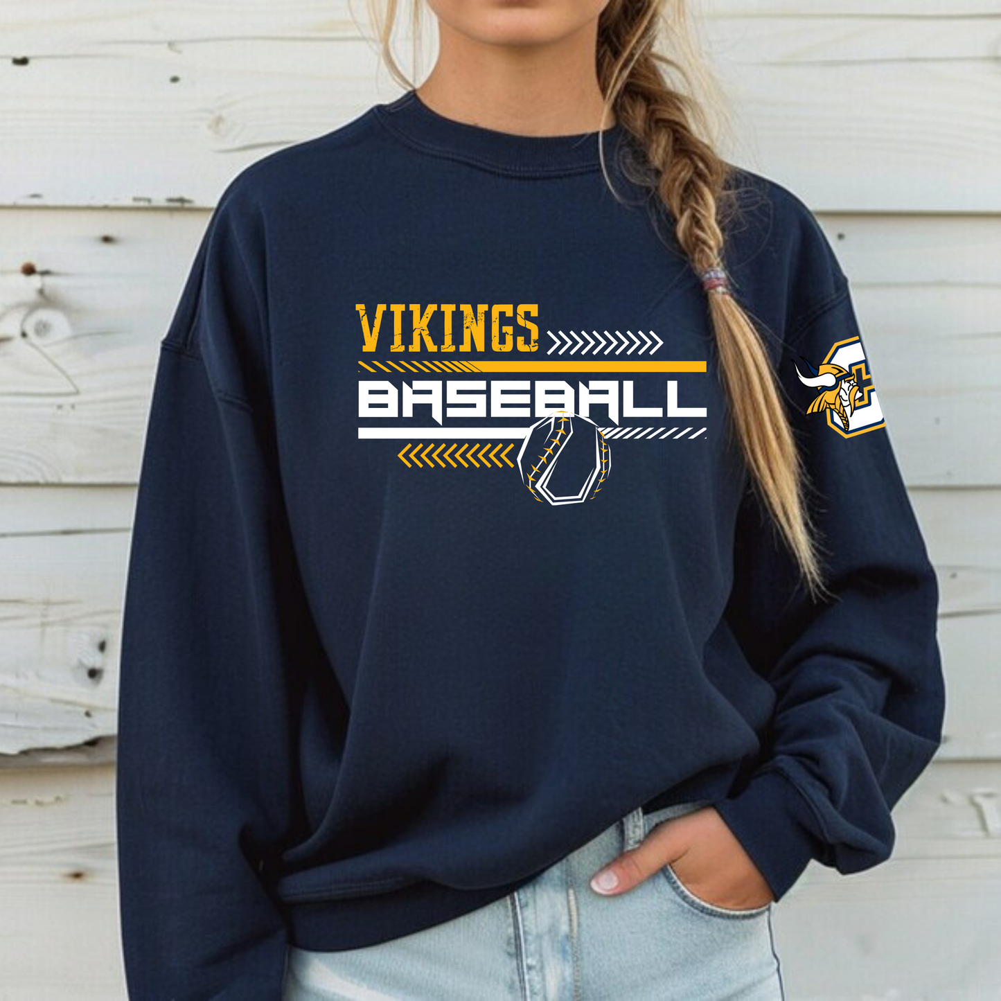 Cadillac Vikings Baseball ADULT Crewneck Sweatshirt