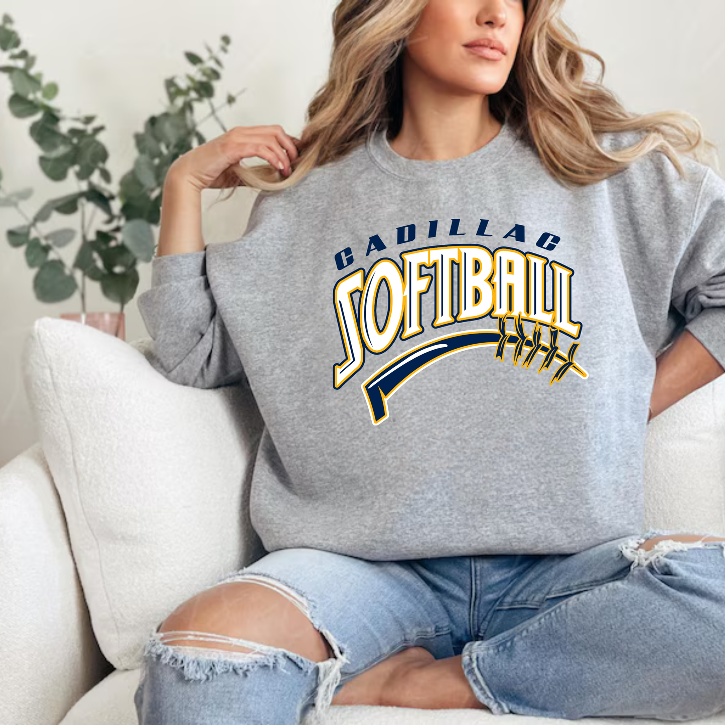 Cadillac Vikings Softball ADULT Crewneck Sweatshirt