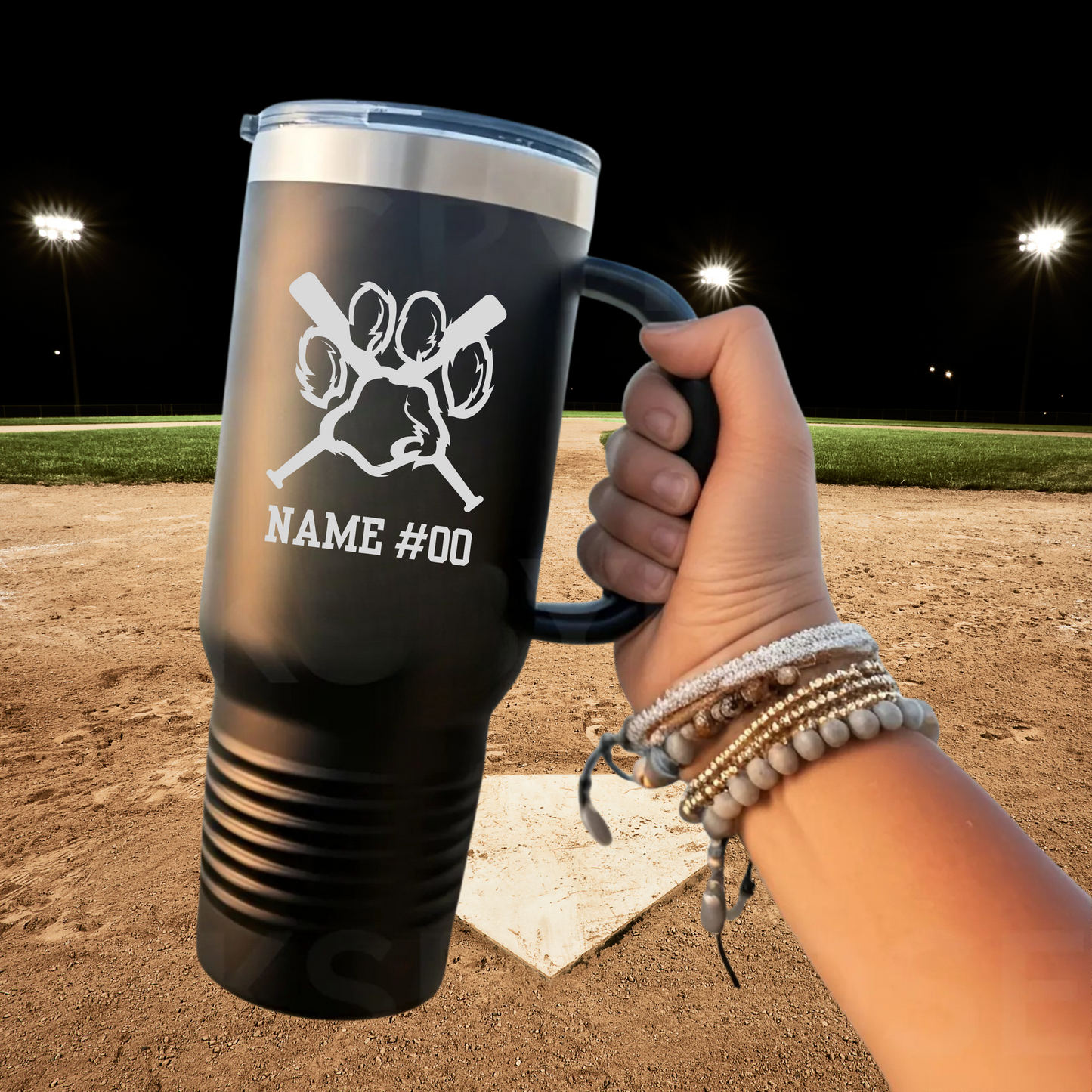 Personalized Great Lakes Cougars Baseball 40 oz Tumbler w/Lid