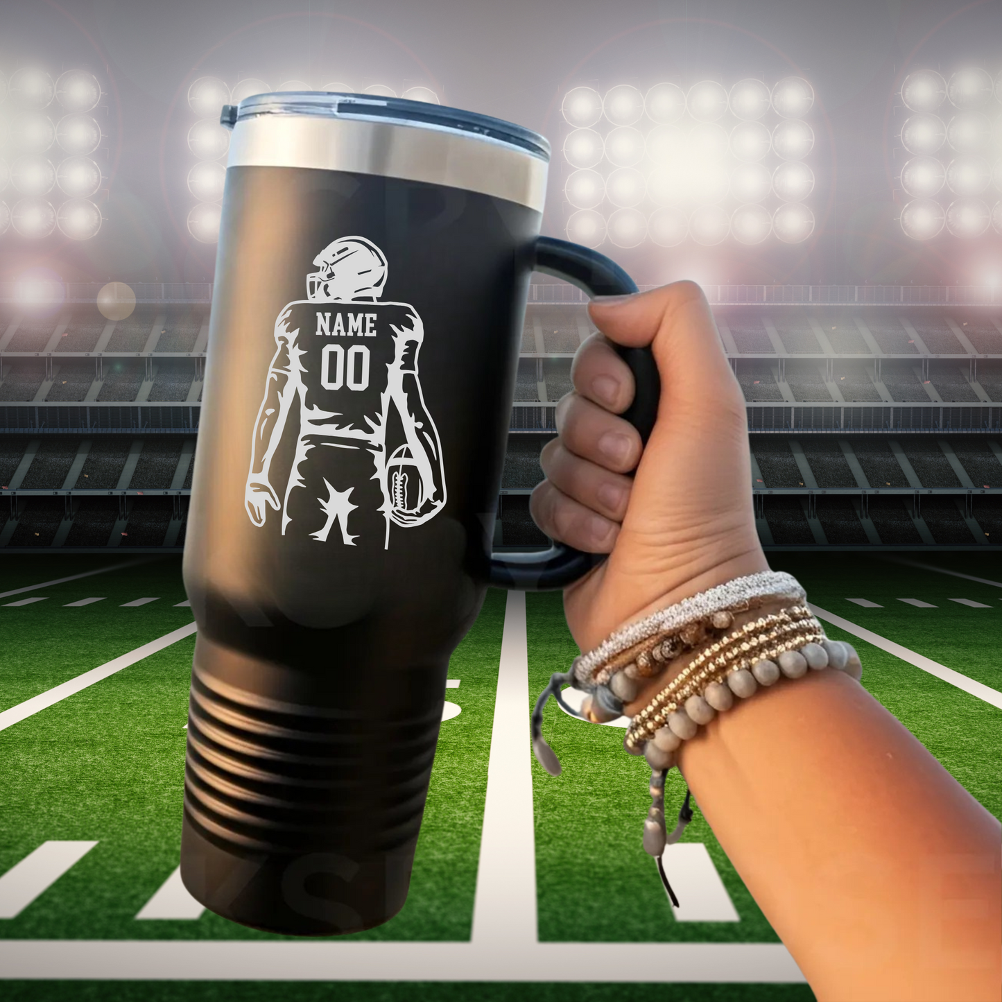 Manton Rangers Football 40 oz Tumbler w/Lid - BLACK