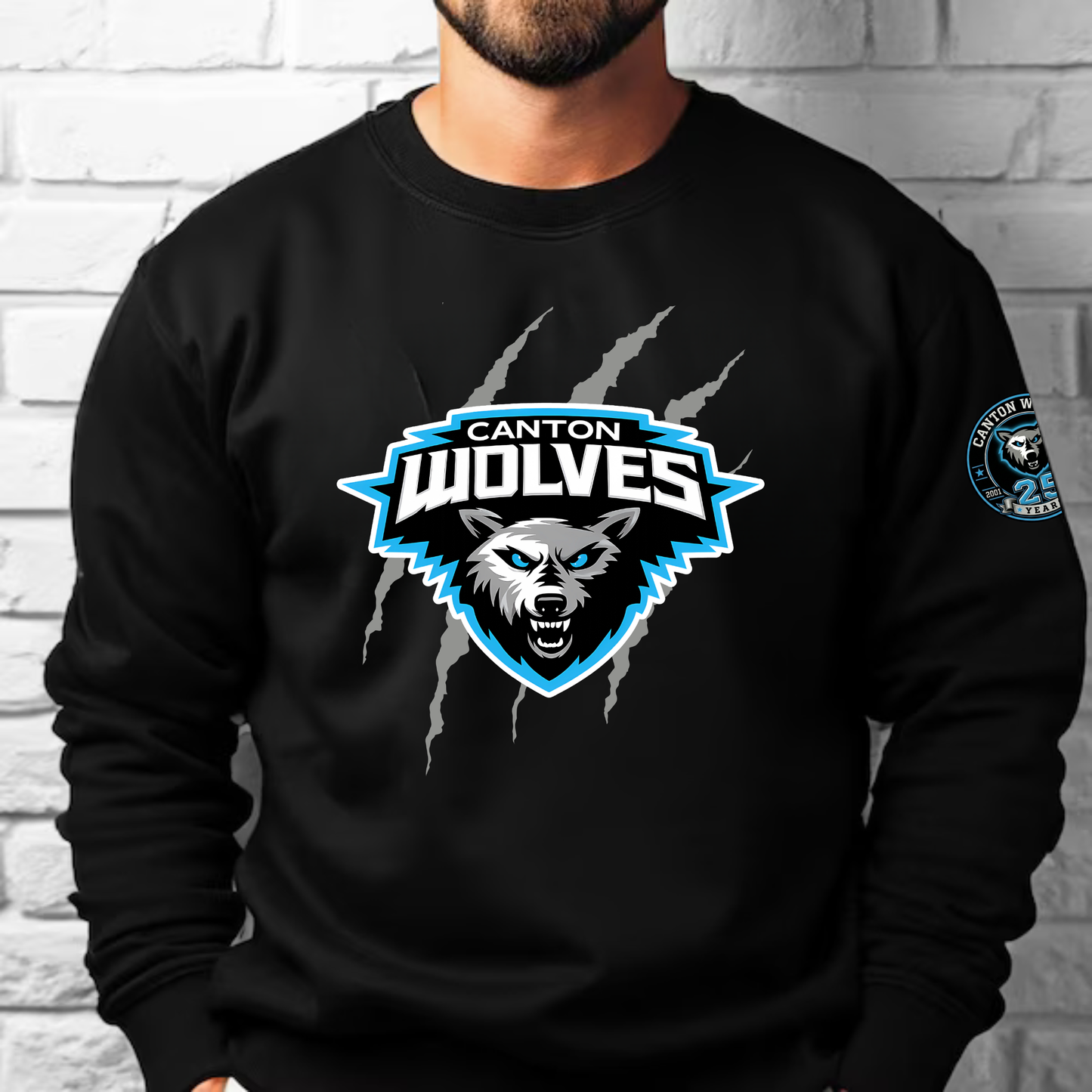 Canton Wolves Hockey UNISEX Crewneck Sweatshirt - BLACK