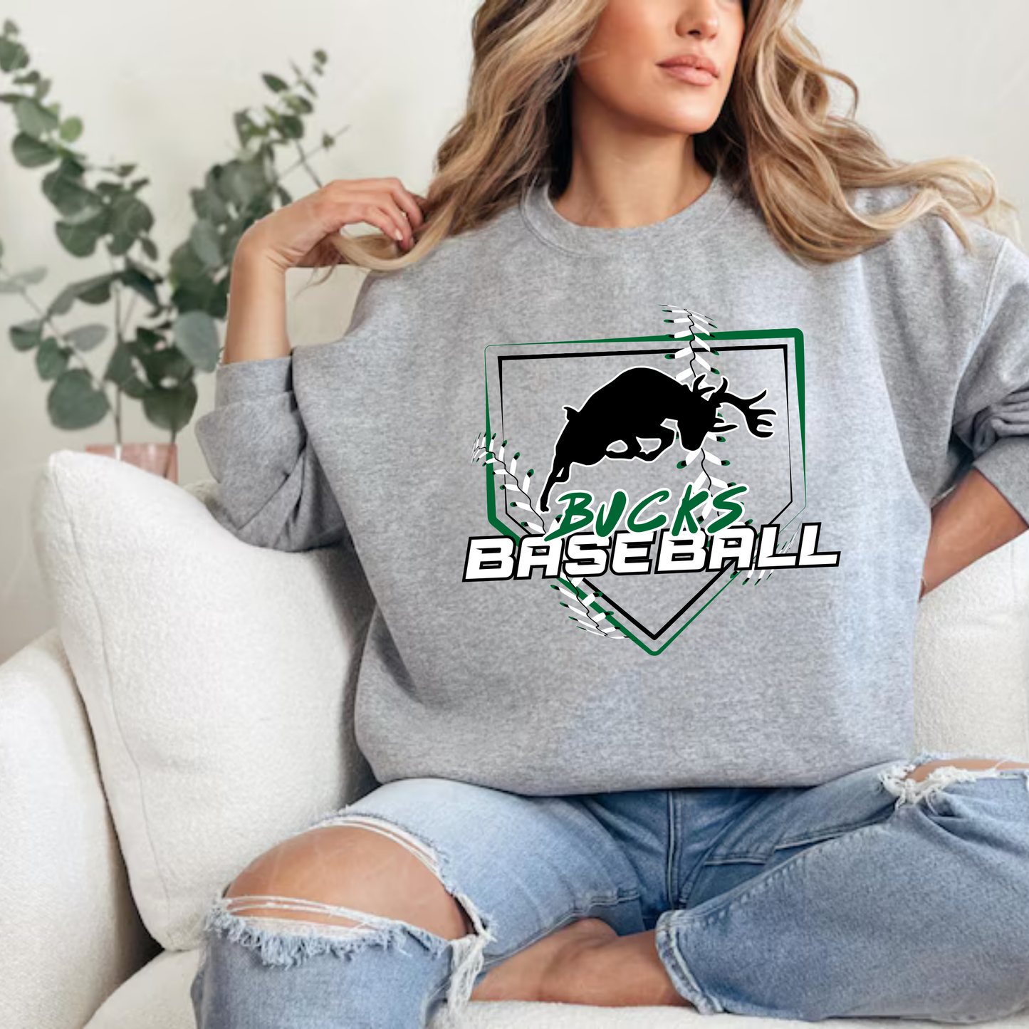 Pine River Bucks Baseball ADULT Crewneck Sweatshirt