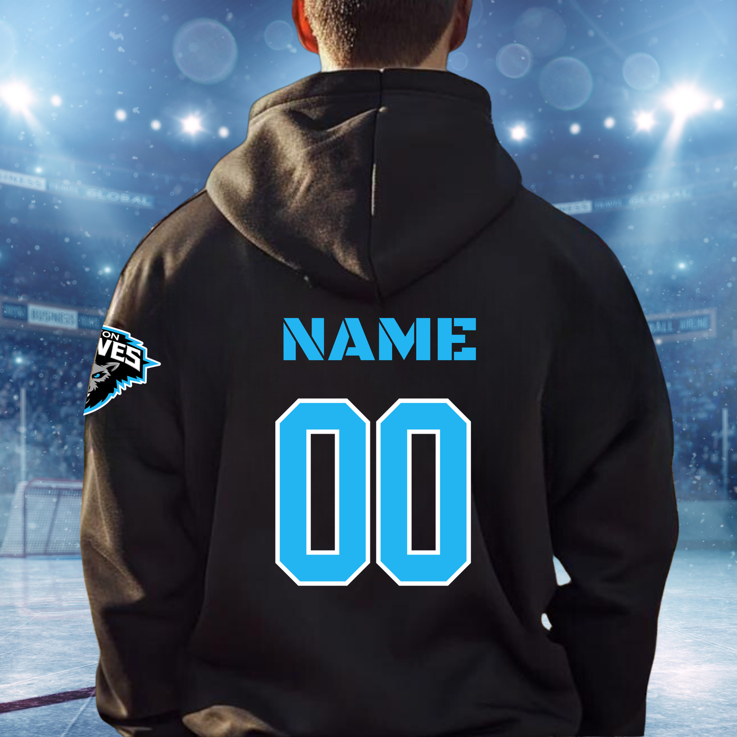 Canton Wolves Hockey Game Day UNISEX Jersey Hoodie - BLACK