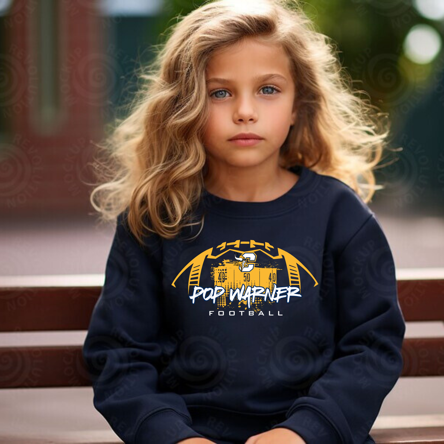 Vikings Pop Warner Football UNISEX Crewneck Sweatshirt - NAVY