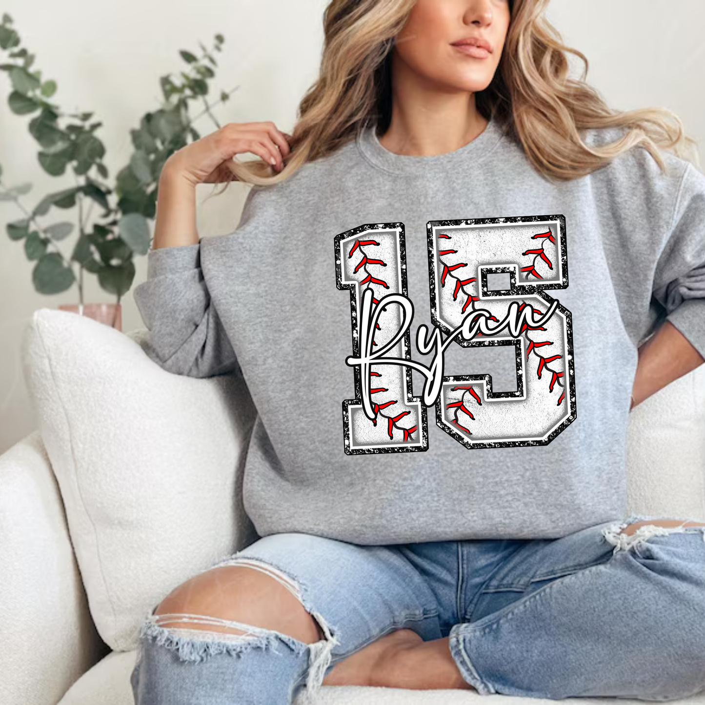 Baseball Numbers ADULT Crewneck Sweatshirt