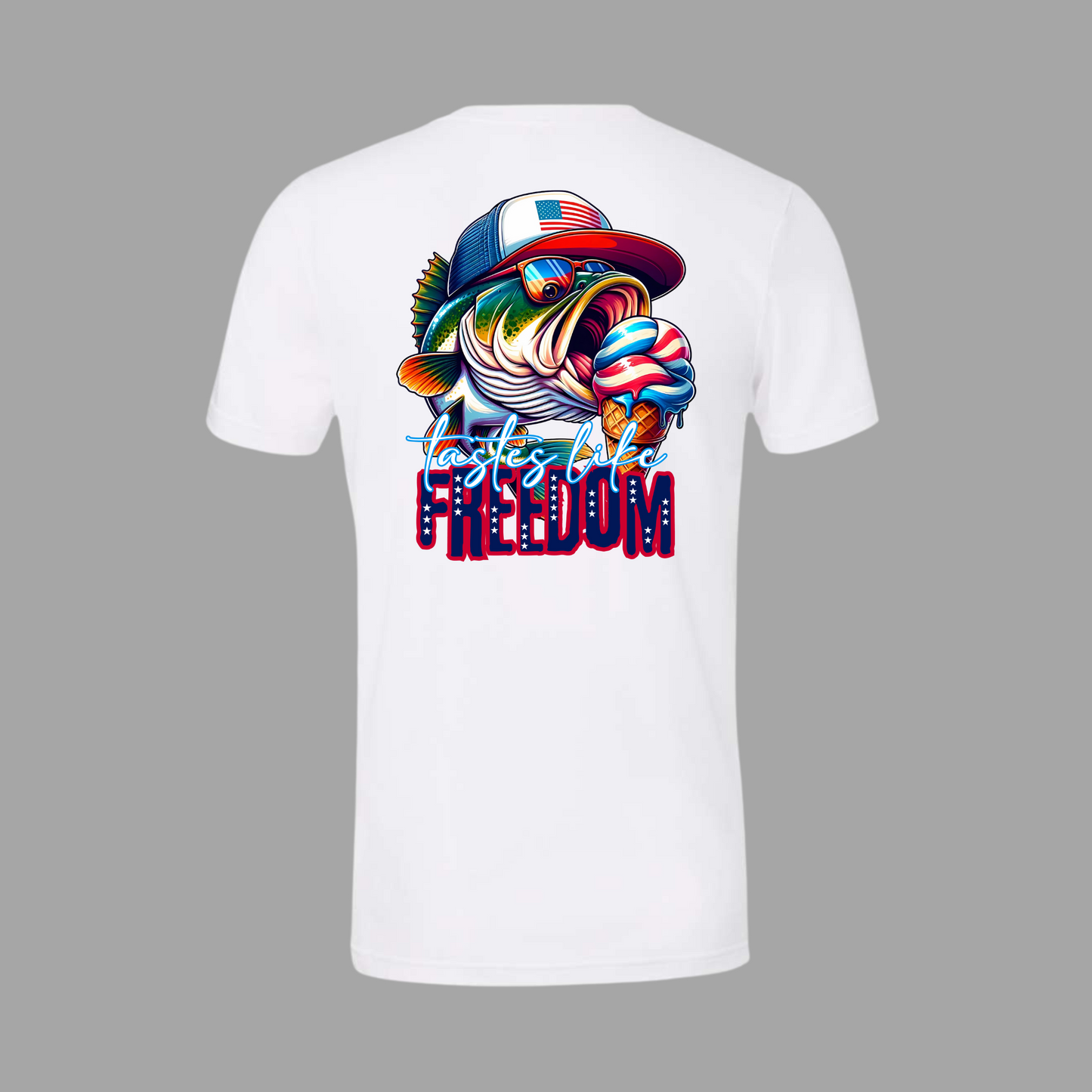 Tastes Like Freedom Largemouth Bass Adult Short Sleeve Tee