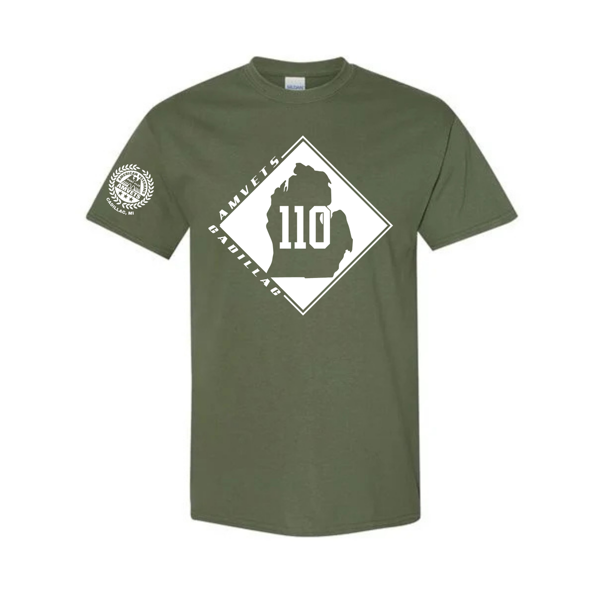 AMVETS Post #110 T-Shirt (G500) - MILITARY GREEN