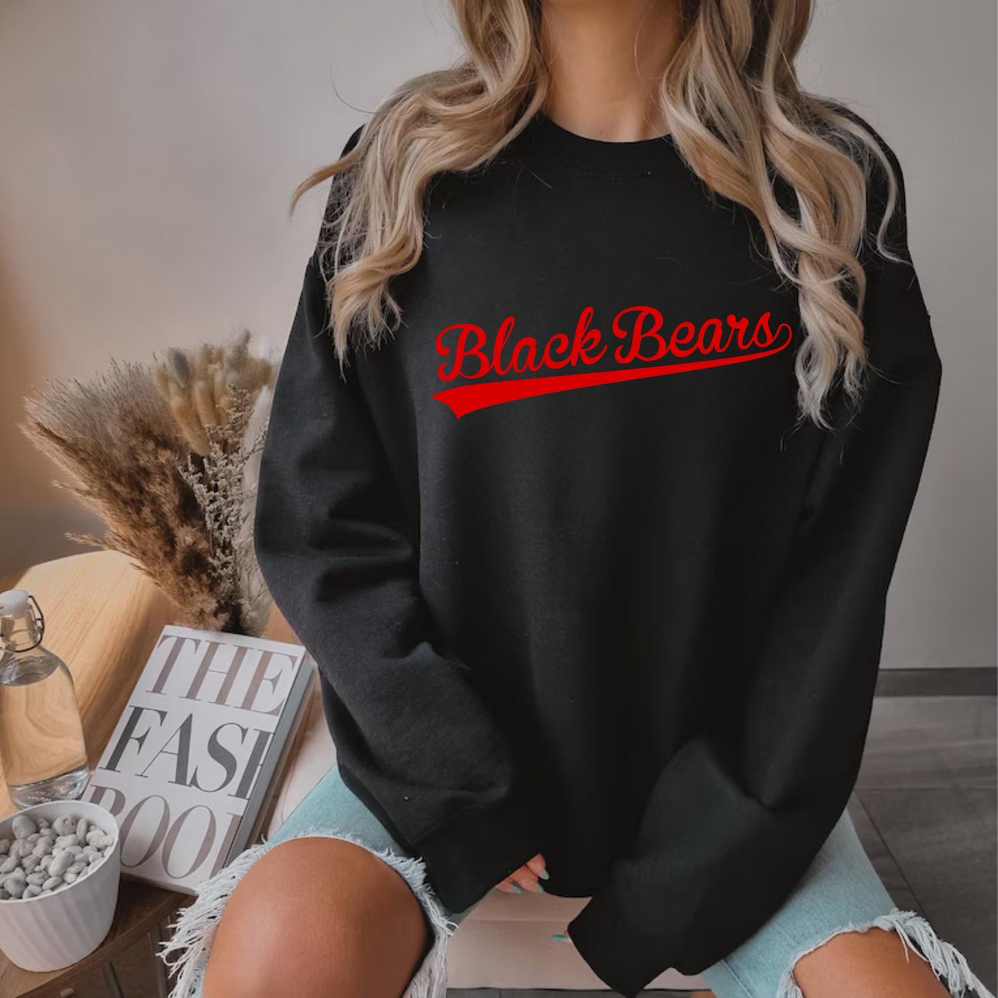 Script Black Bears Hockey ADULT Crewneck Sweatshirt