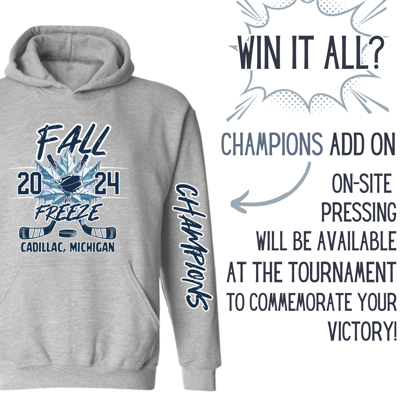 2024 CAHA Fall Freeze Hockey Tournament Sweatshirt (Heather Grey)