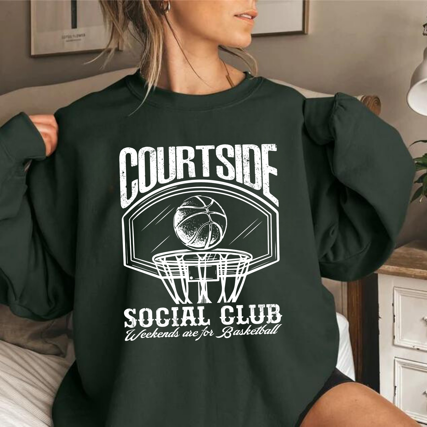 Courtside Social Club Bucks Basketball ADULT Crewneck Sweatshirt