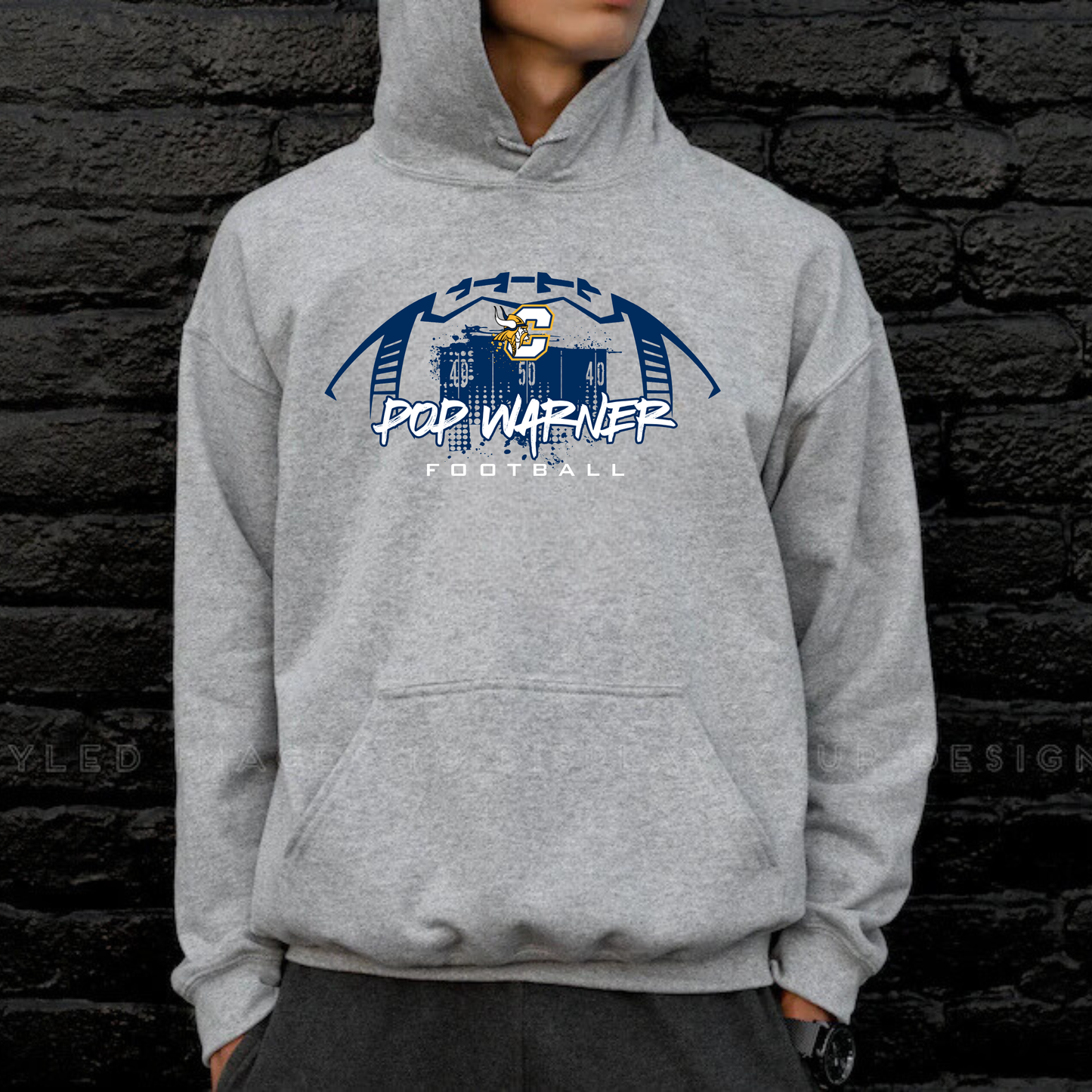 Vikings Pop Warner Football UNISEX Hoodie - SPORT GREY