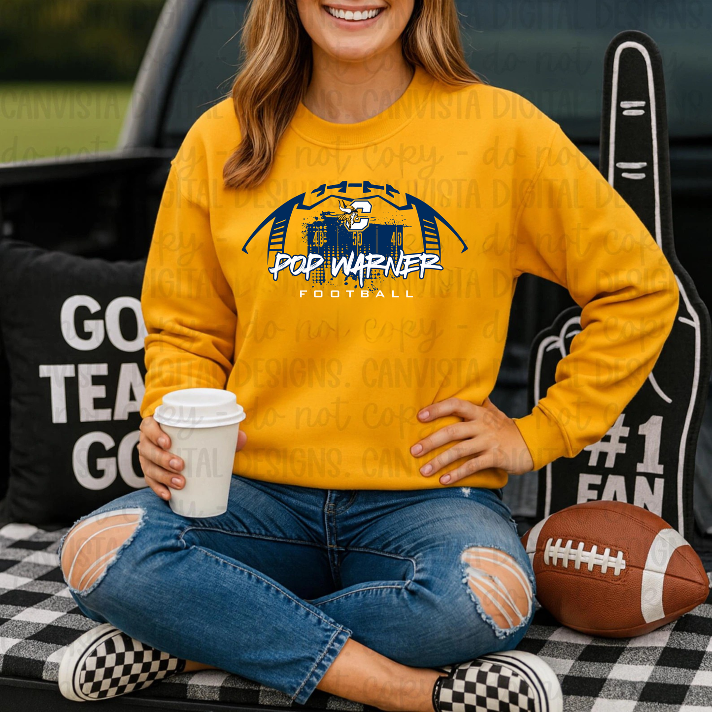 Vikings Pop Warner Football UNISEX Crewneck Sweatshirt - GOLD
