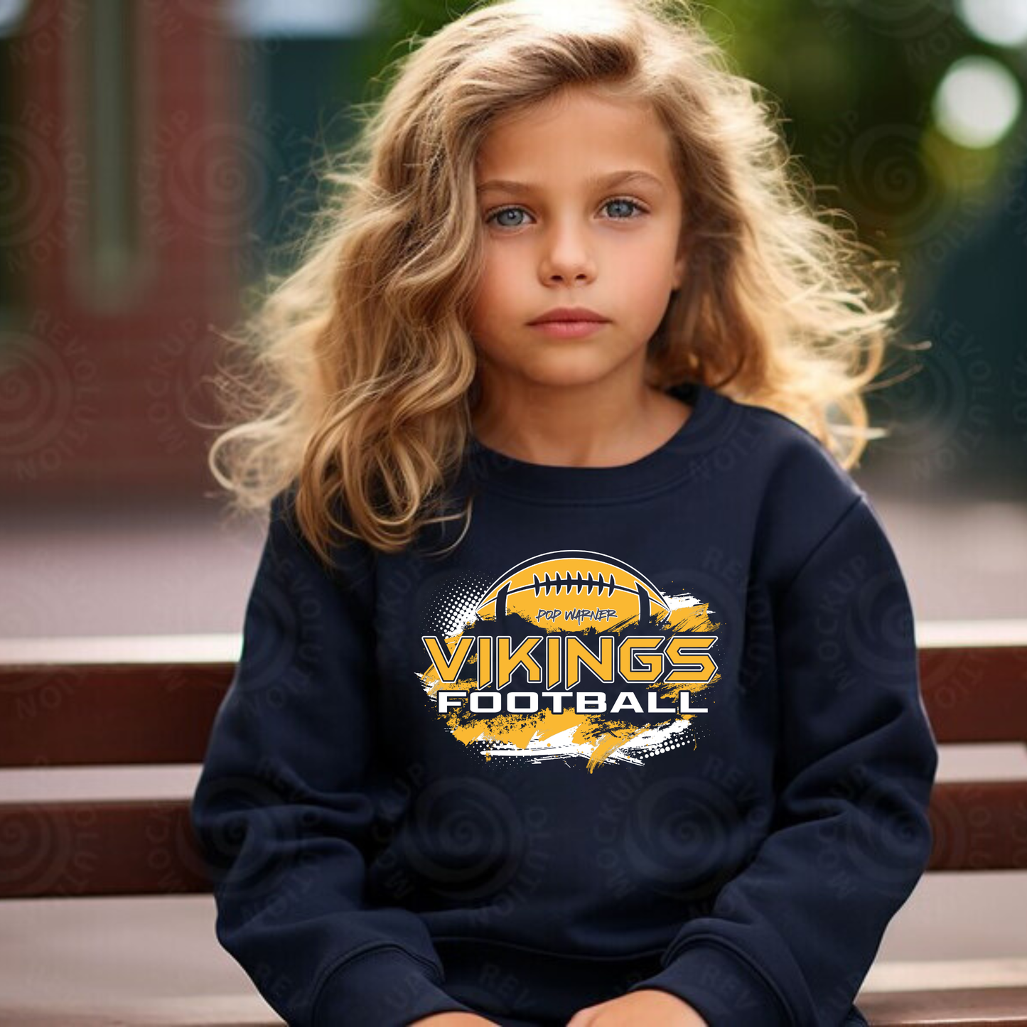 Vikings Pop Warner Football UNISEX Crewneck Sweatshirt - NAVY