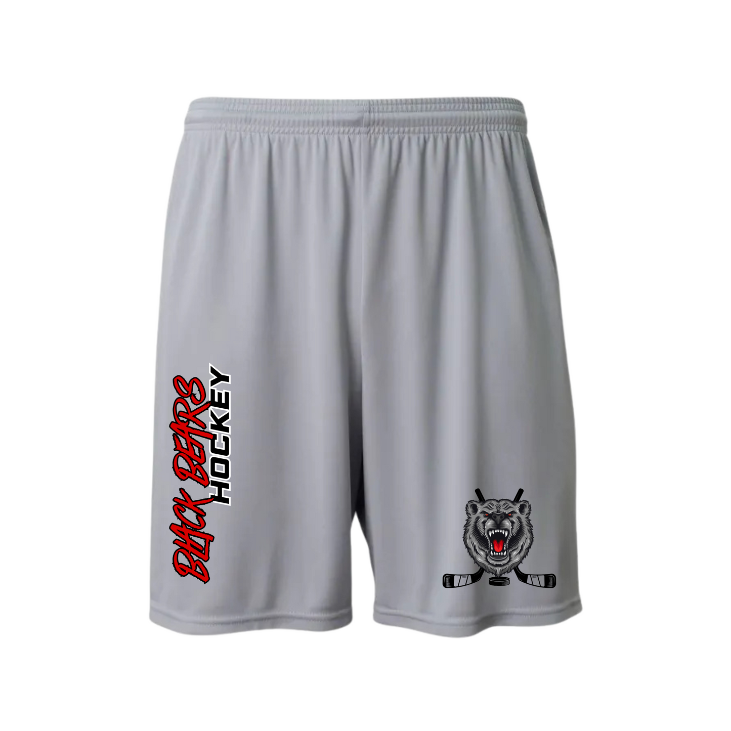Black Bears Hockey Dri-Fit Cooling Performance Shorts w/ Pockets - SILVER