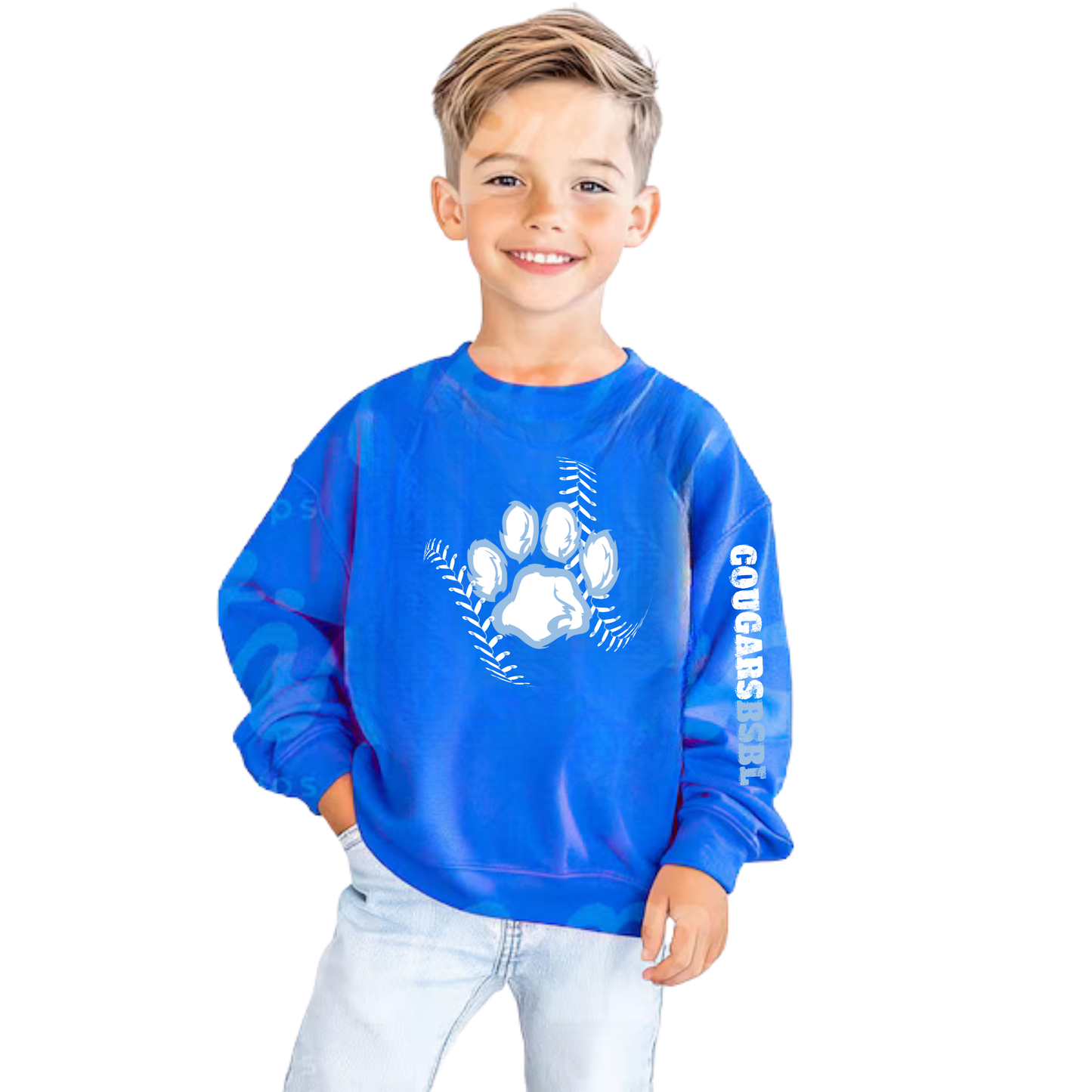 Great Lakes Cougars Baseball Unisex YOUTH Crewneck Sweatshirt