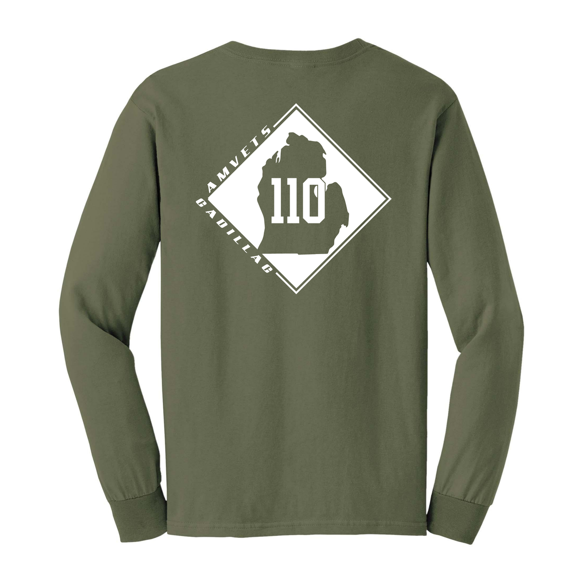 AMVETS Post #110 Long-Sleeve T-Shirt (G540) - MILITARY GREEN