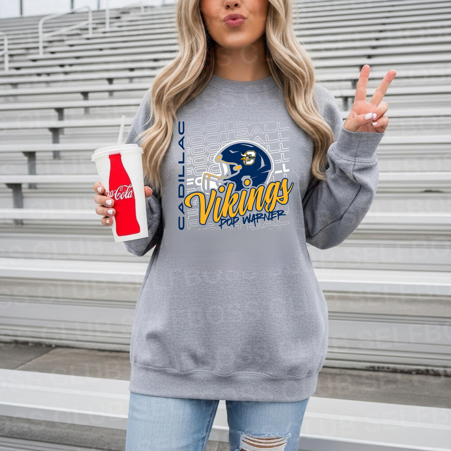 Vikings Pop Warner Football UNISEX Crewneck Sweatshirt - SPORT GREY