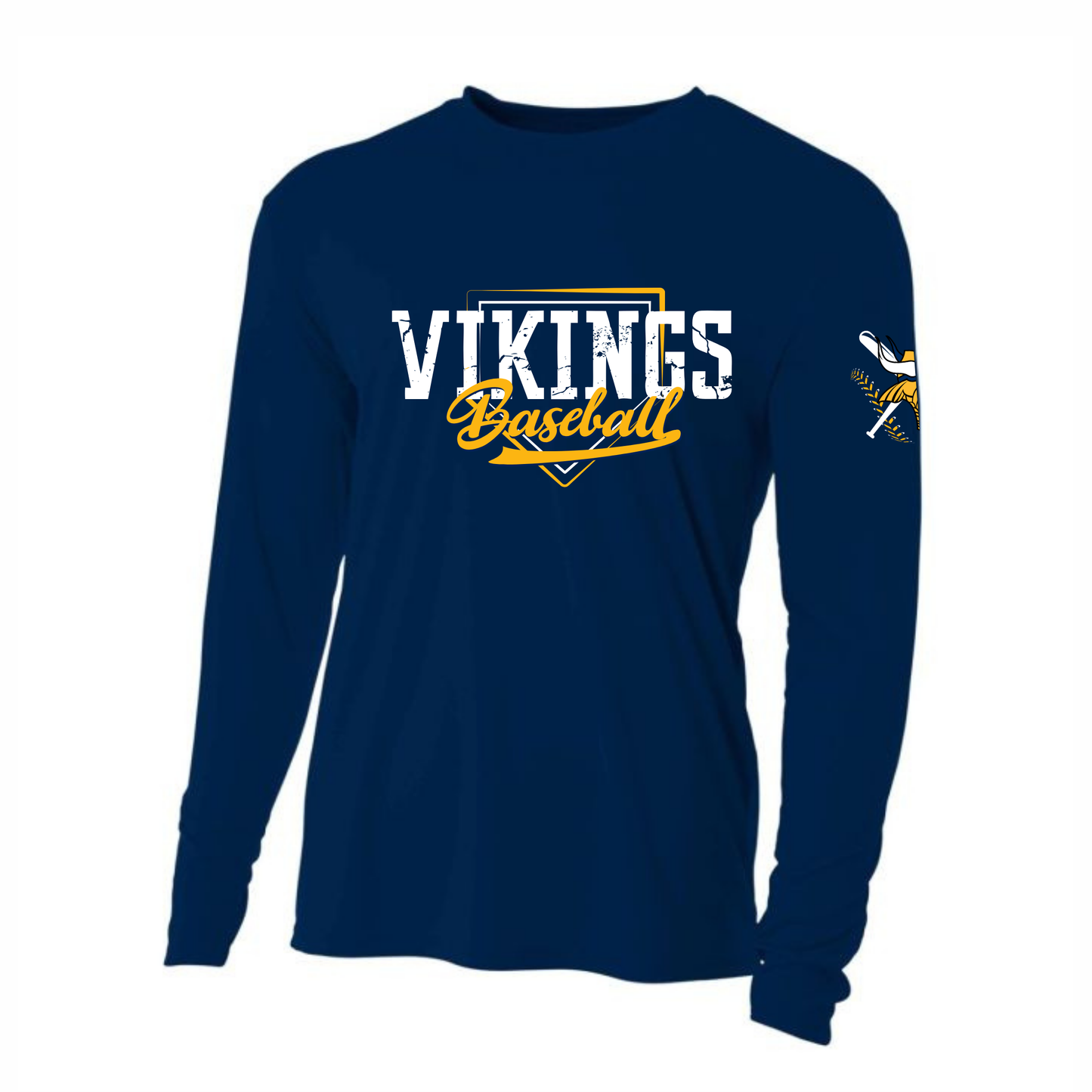 Long-Sleeve DRI-FIT Cadillac Vikings Baseball ADULT T-Shirt (Cooling Performance T-Shirt)