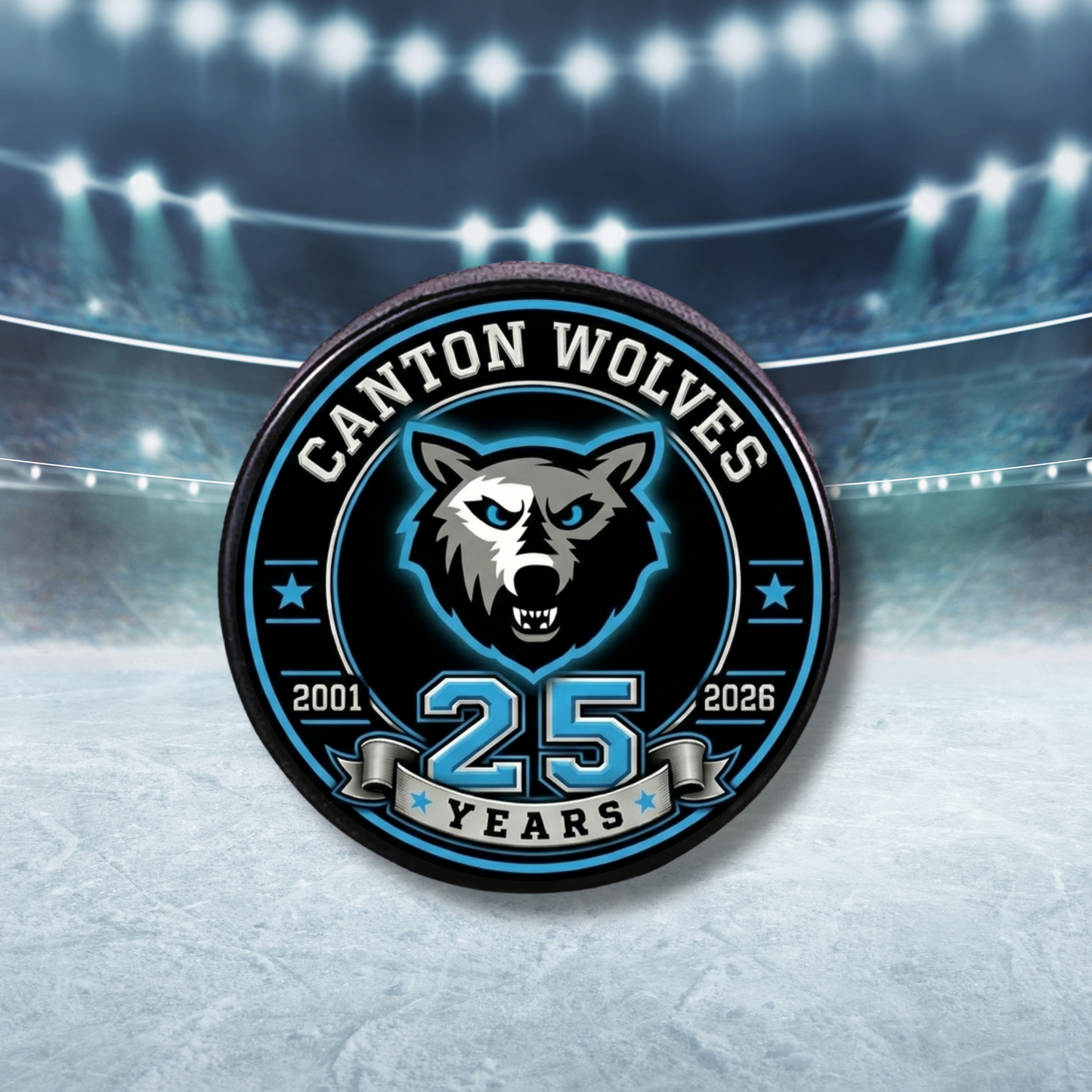 Canton Wolves Hockey - 25 YEARS Commemorative Hockey Puck