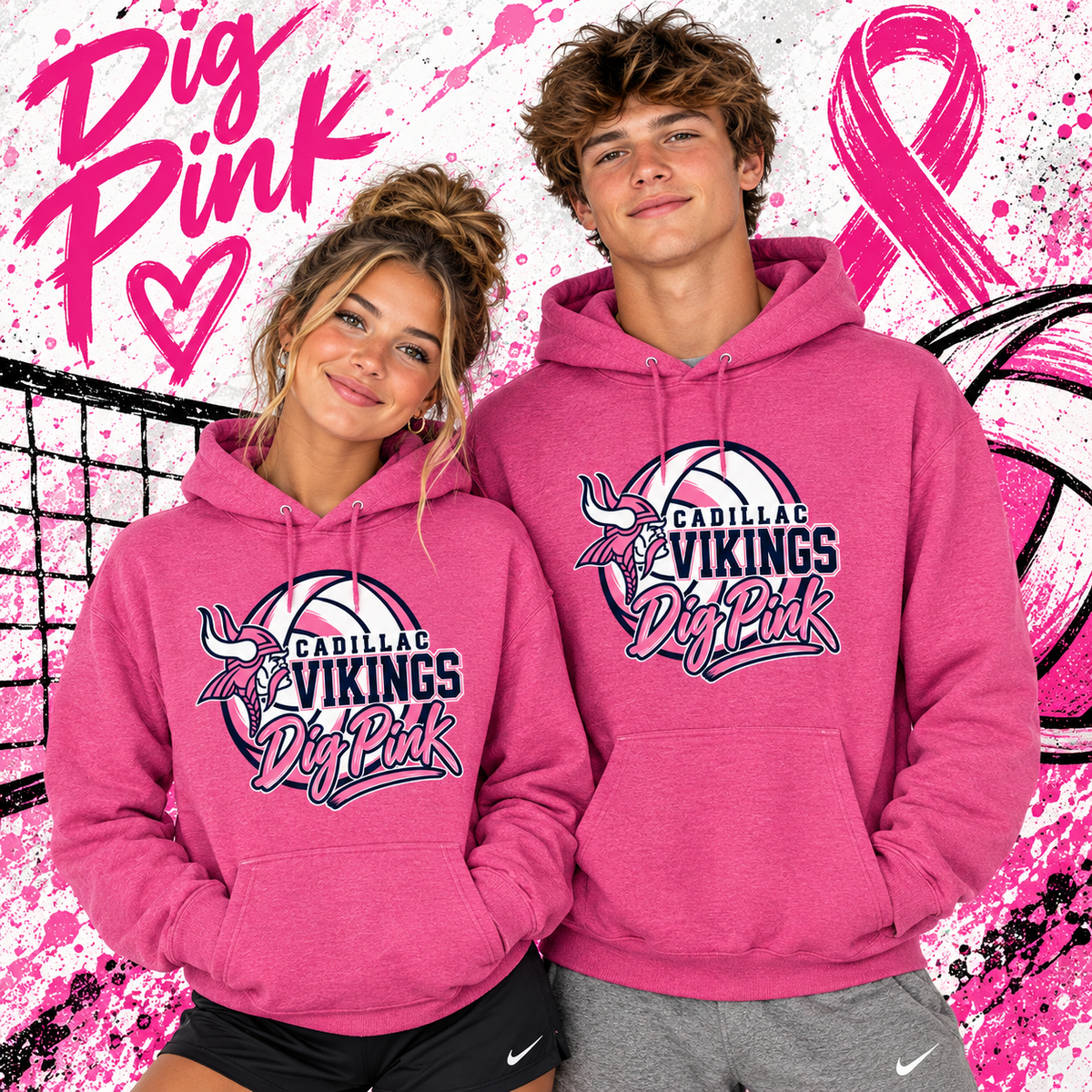 DIG PINK Cadillac Volleyball UNISEX Hoodie
